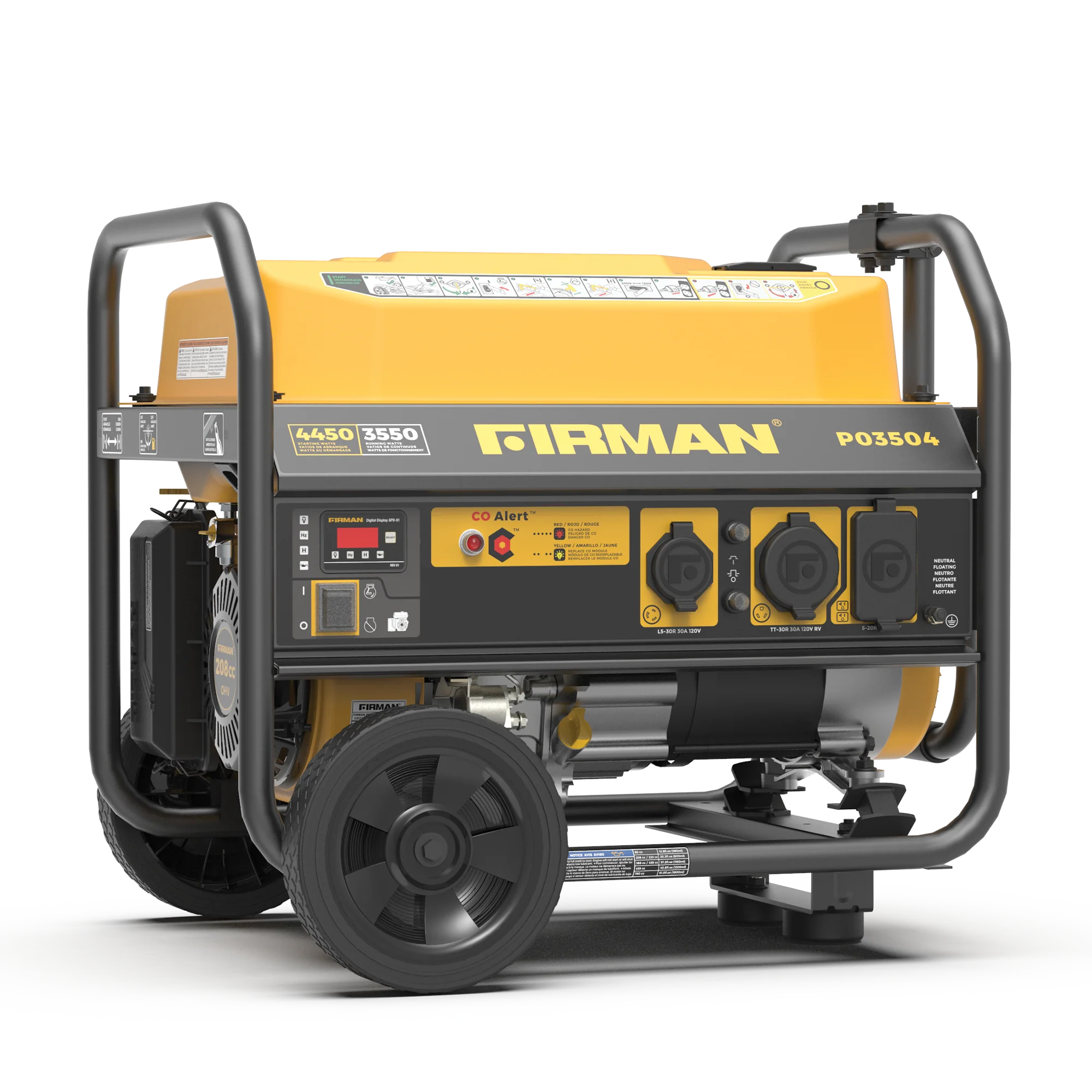 Refurbished Gas Portable Generator 4450W Recoil Start 120V with CO alert