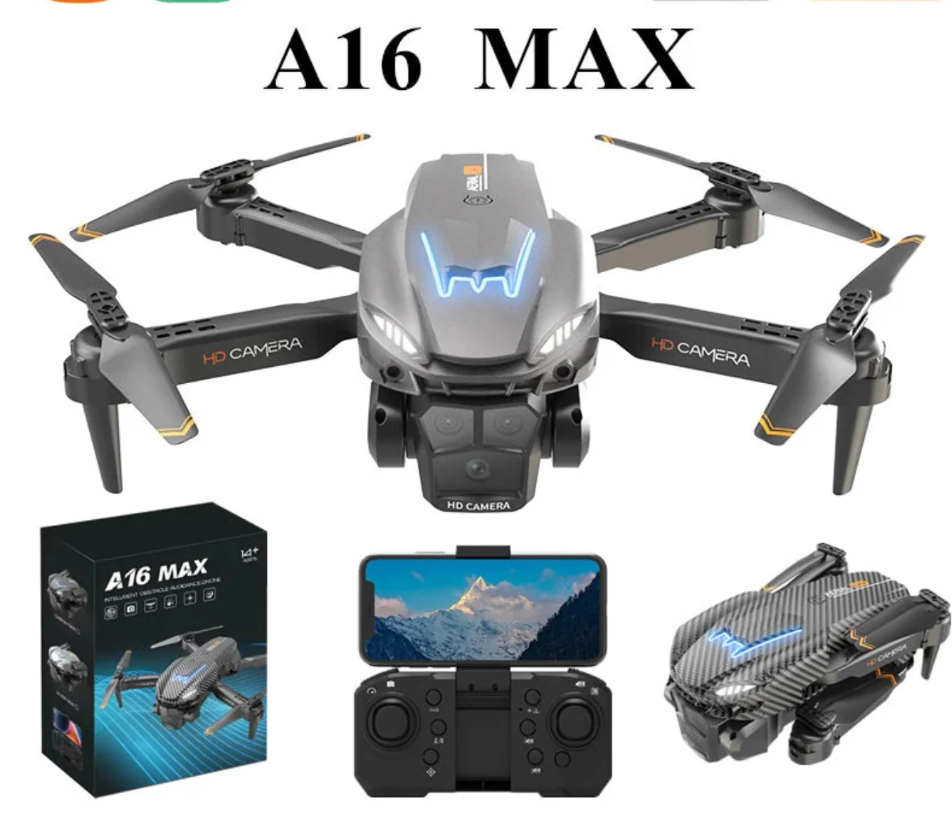 A16 MAX Drones - Professional ESC HD Triple Camera-360° Obstacle Avoidance-Optical Stream Positioning Quadcopter