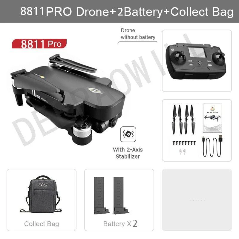 8811 Pro Drone - 6k HD Mechanical Gimbal Camera 2km Distance 5G Wifi Gps System Supports 32G TF Card Drones Professional Camera Drone
