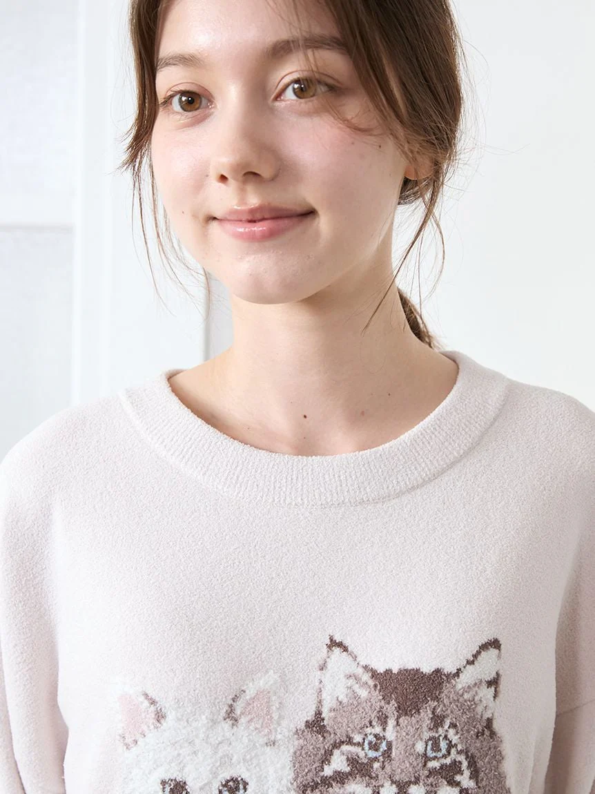 Airy Moco Twin Cats Jacquard Dress