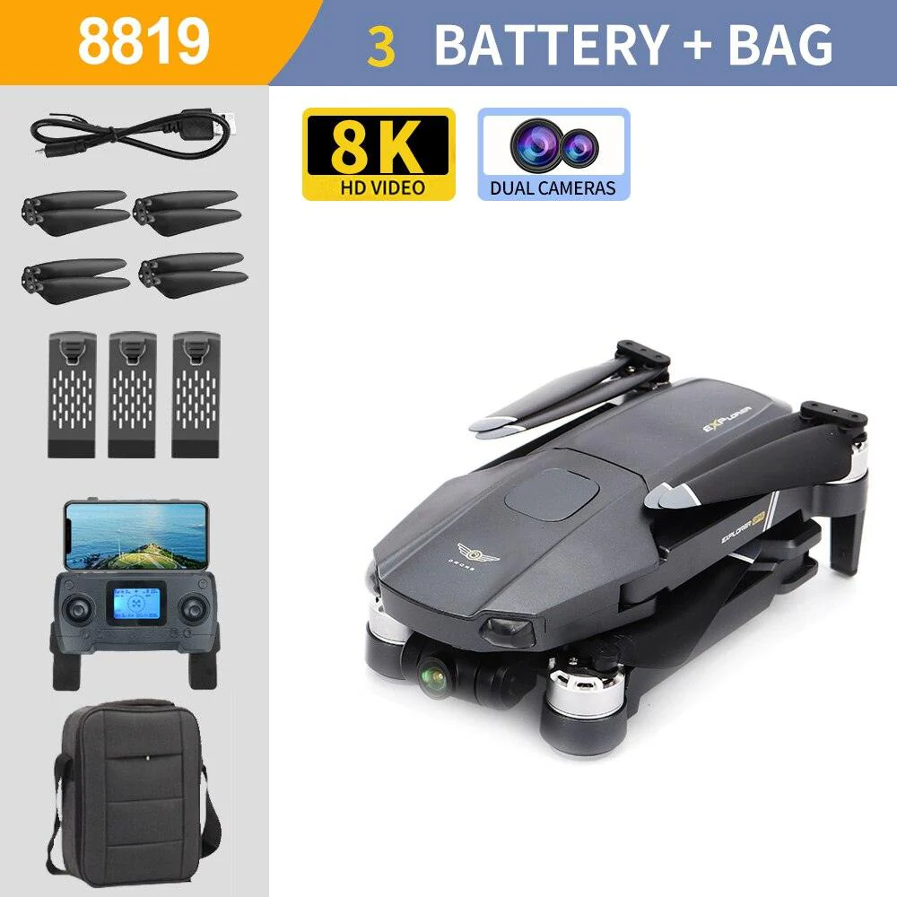 8819 pro Drone - 3-Axis Gimbal 8k Profesional with HD Camera 5G GPS WIFI FPV  Brushless Motor Dron Obstacle Avoidance RC Quadcopter Professional Camera Drone