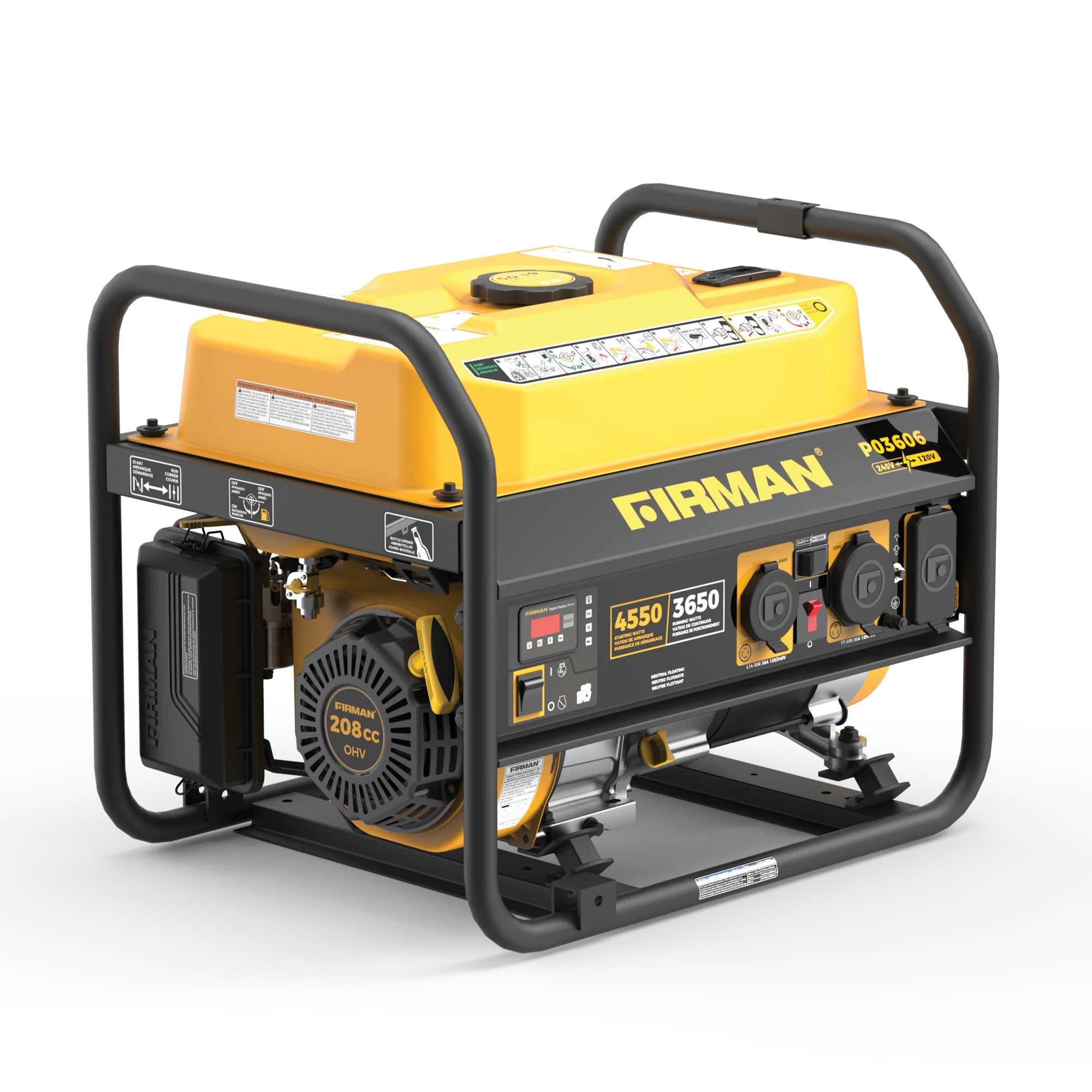 Gas Portable Generator 4550W Recoil Start 120/240V