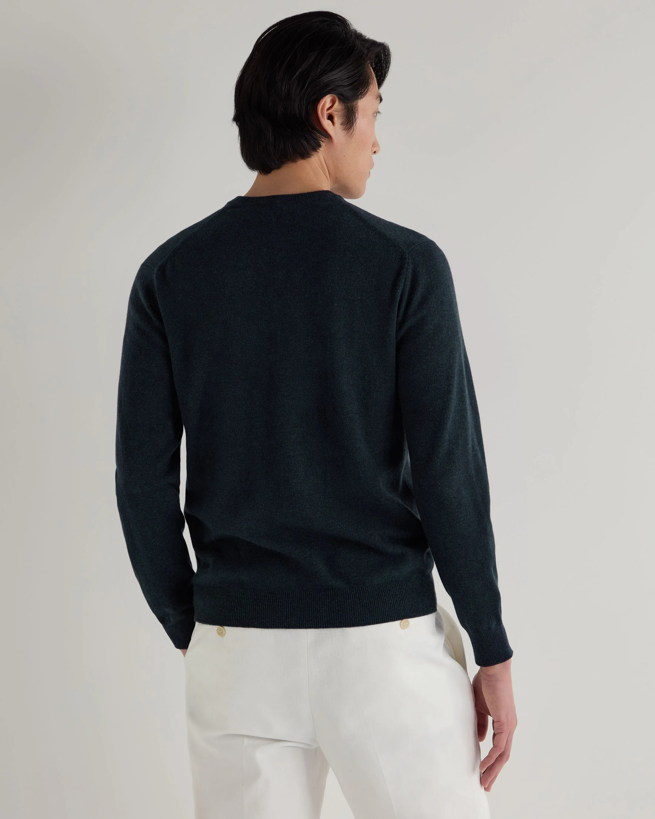 Men's Burlington V Neck Cashmere Jumper Indigo Blue