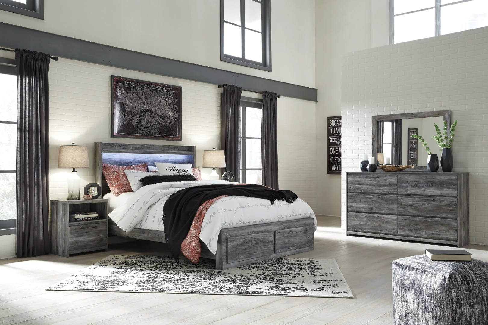 Baystorm Grey Panel Bedroom Set