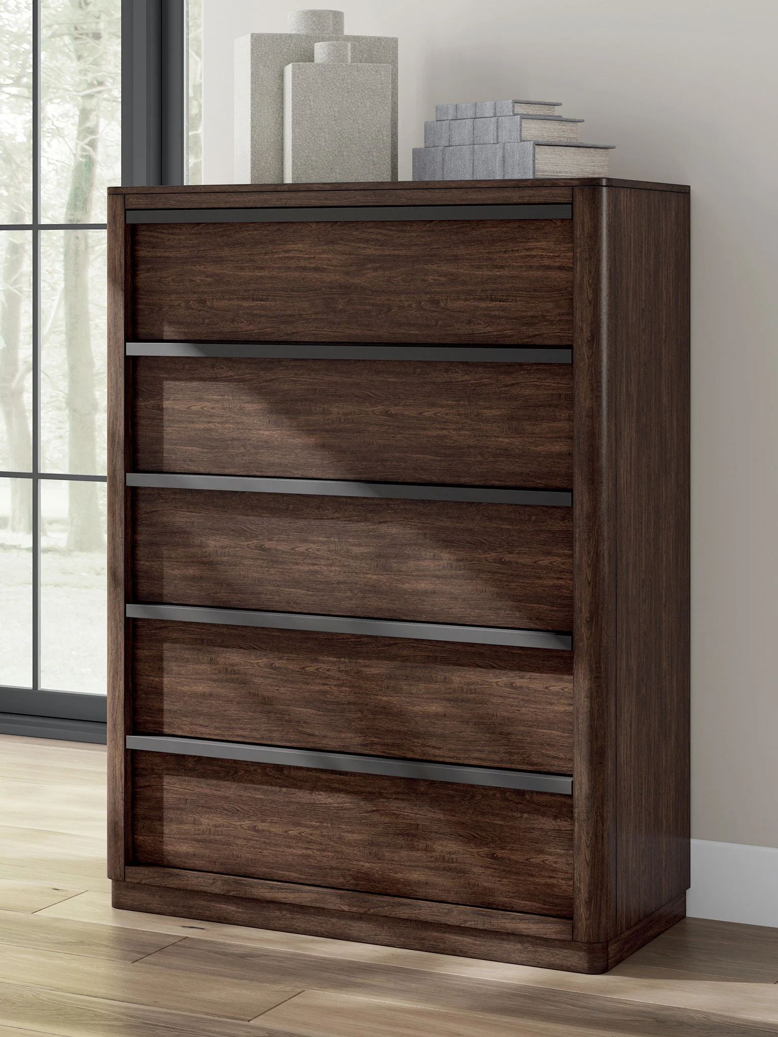 Dilenno - Five Drawer Chest - Dark Brown