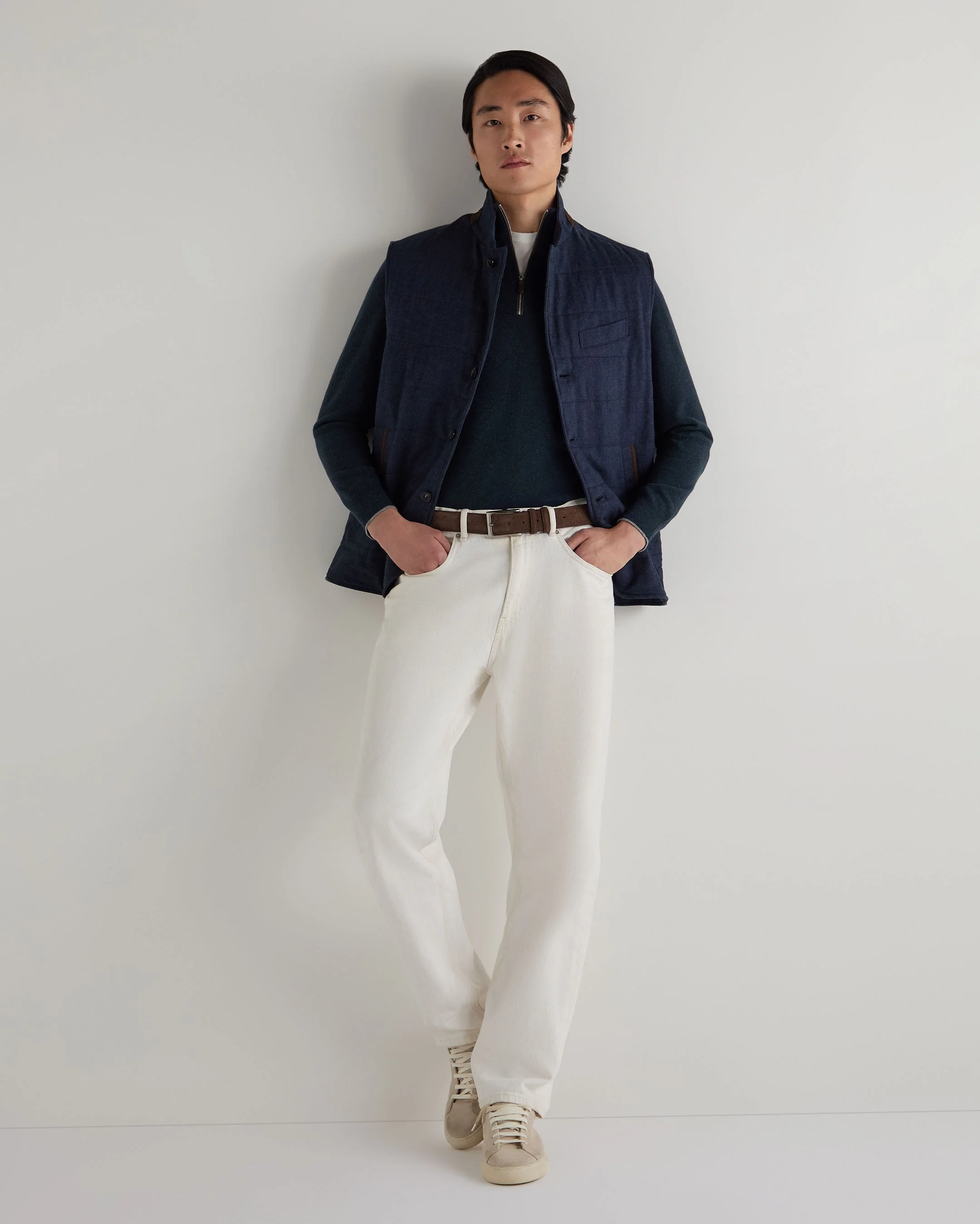 Men's Carnaby Half Zip Cashmere Jumper Indigo Blue