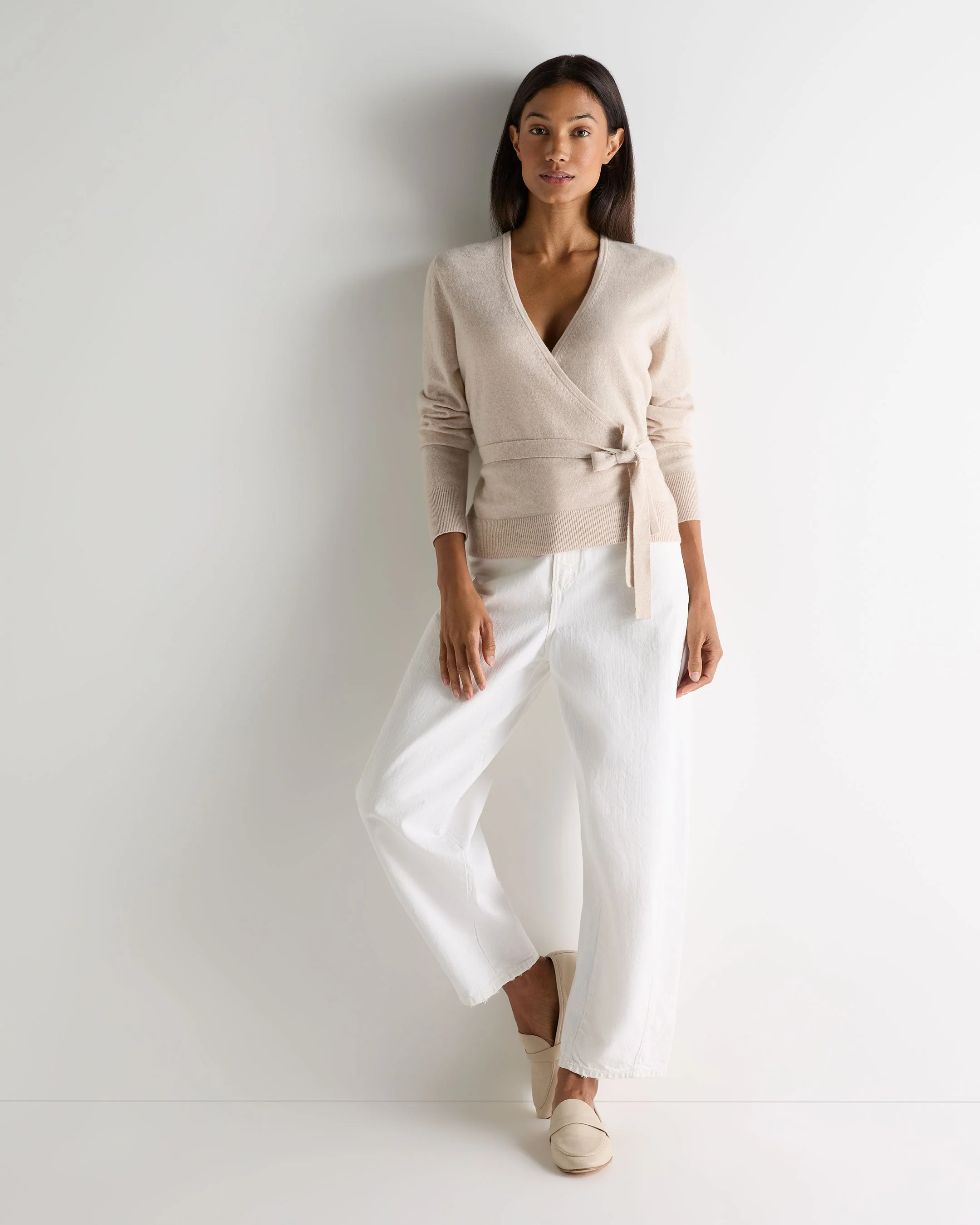 Women's Arabella Wrap Cashmere Cardigan Ecru White