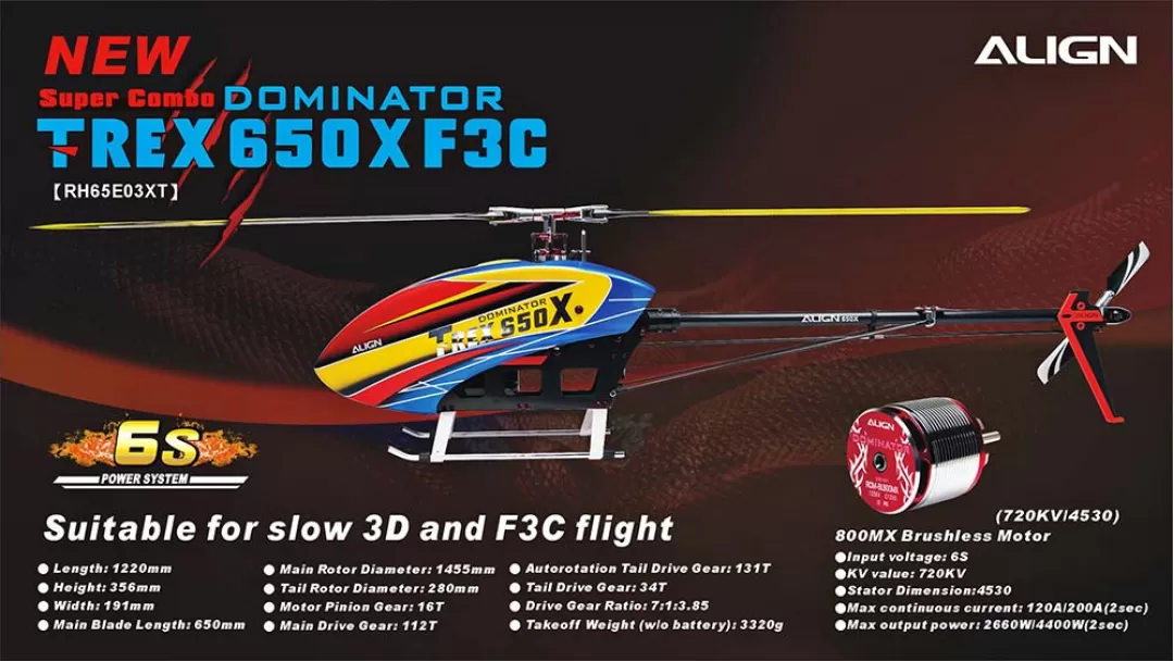 Align T-REX 650X Electronic RC Helicopter Kit RH65E02X / Super Combo RH65E01X / F3C Super Combo RH65E03X