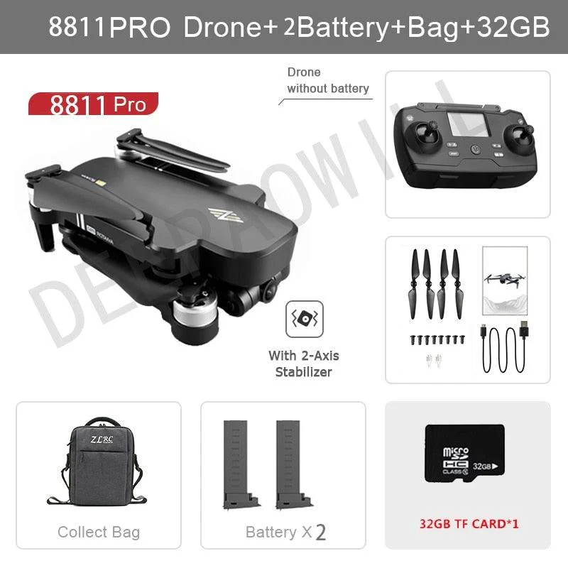 8811 Pro Drone - 6k HD Mechanical Gimbal Camera 2km Distance 5G Wifi Gps System Supports 32G TF Card Drones Professional Camera Drone