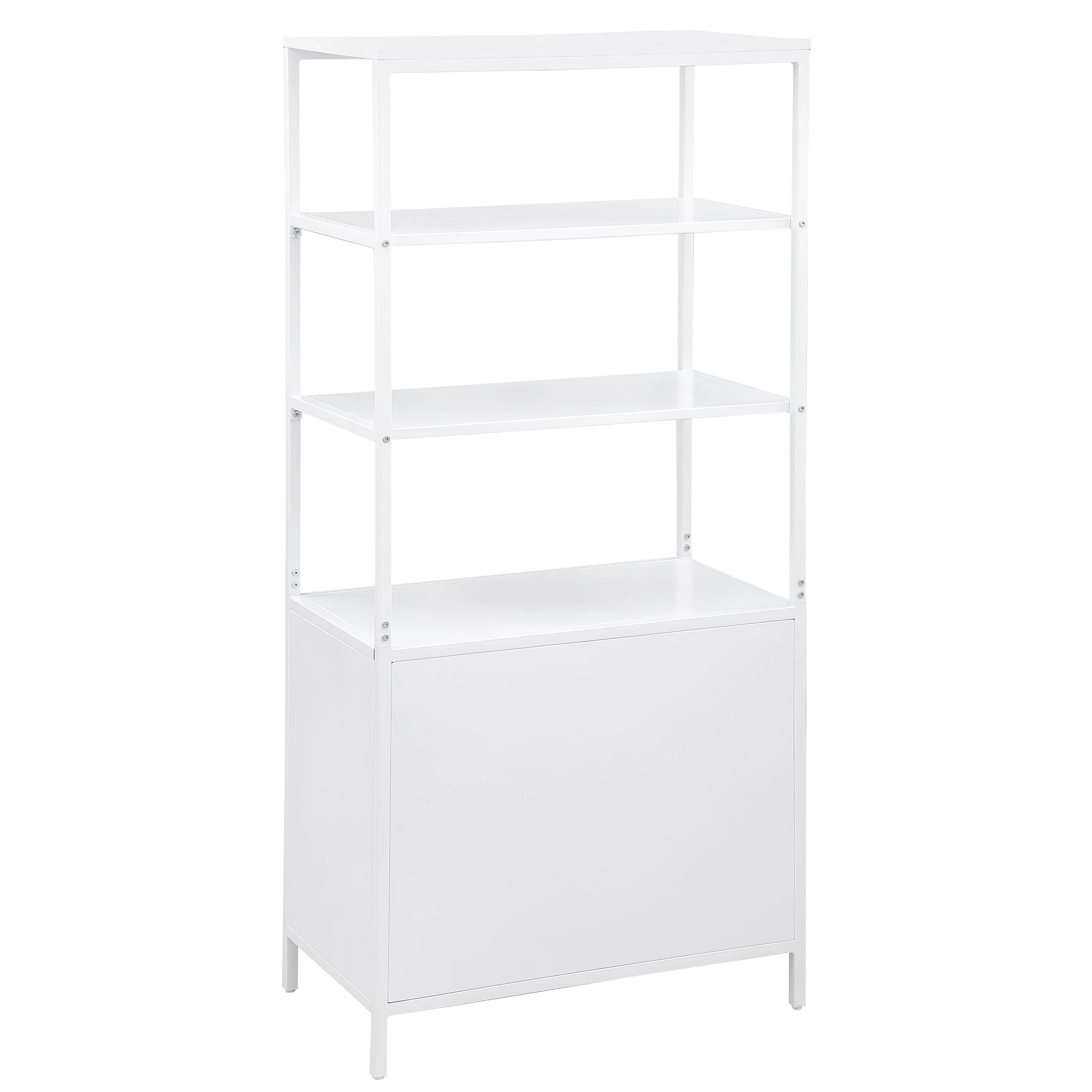 Amherst 3-shelf Radio Weave Cane Metal Accent Cabinet White
