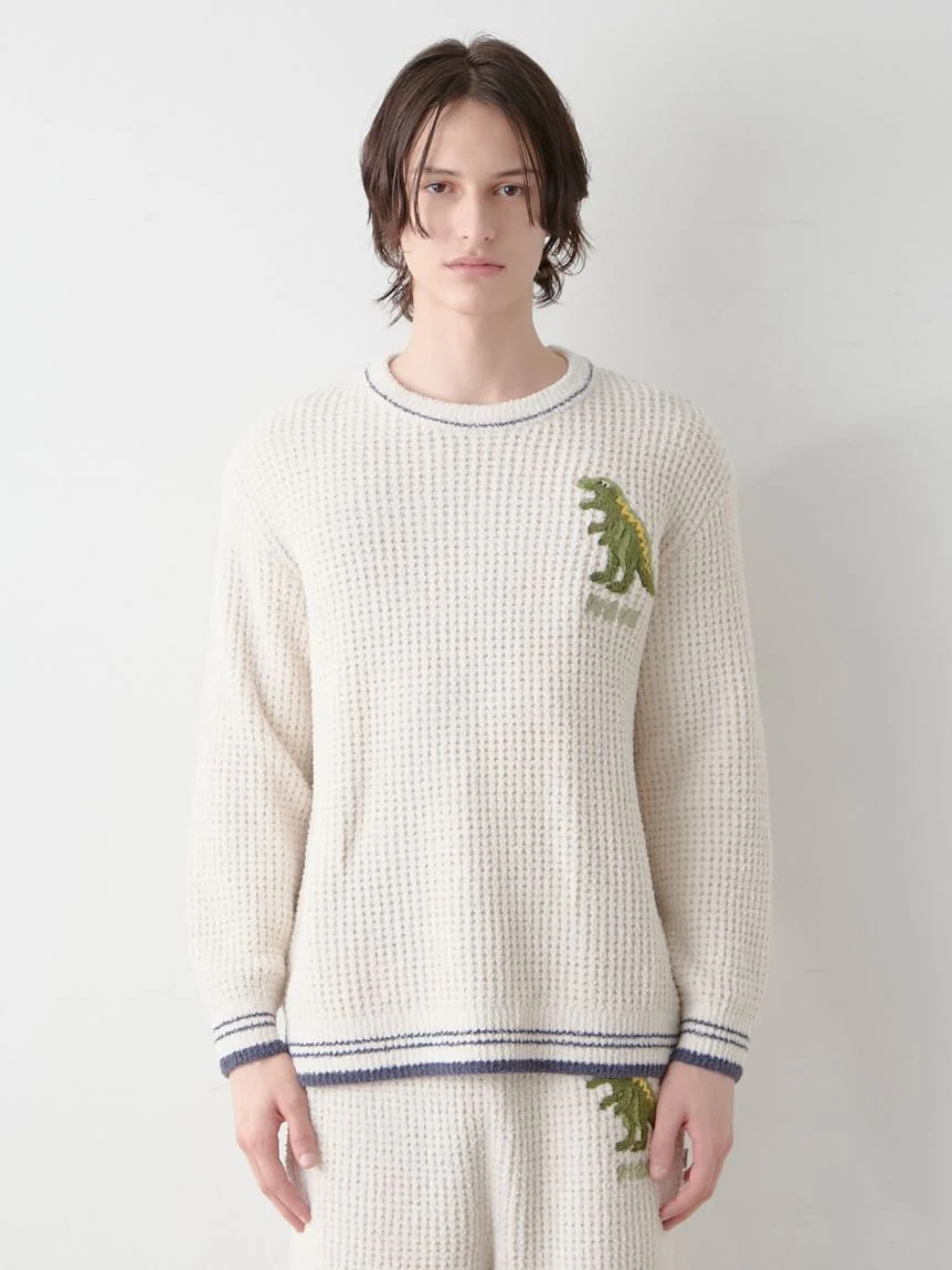 Mens Waffle Dinosaur Pullover