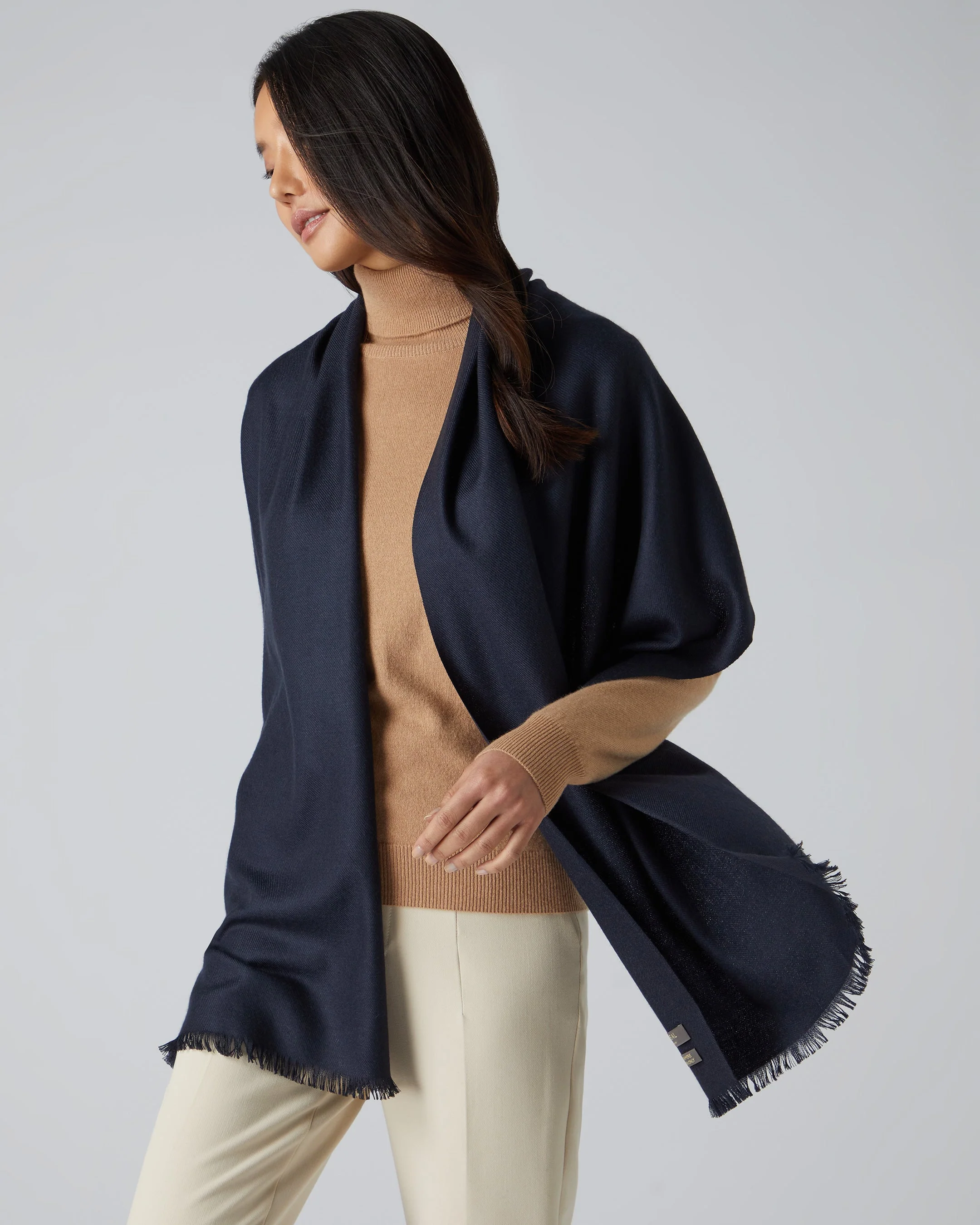 Women's Pashmina Cashmere Stole Navy Blue