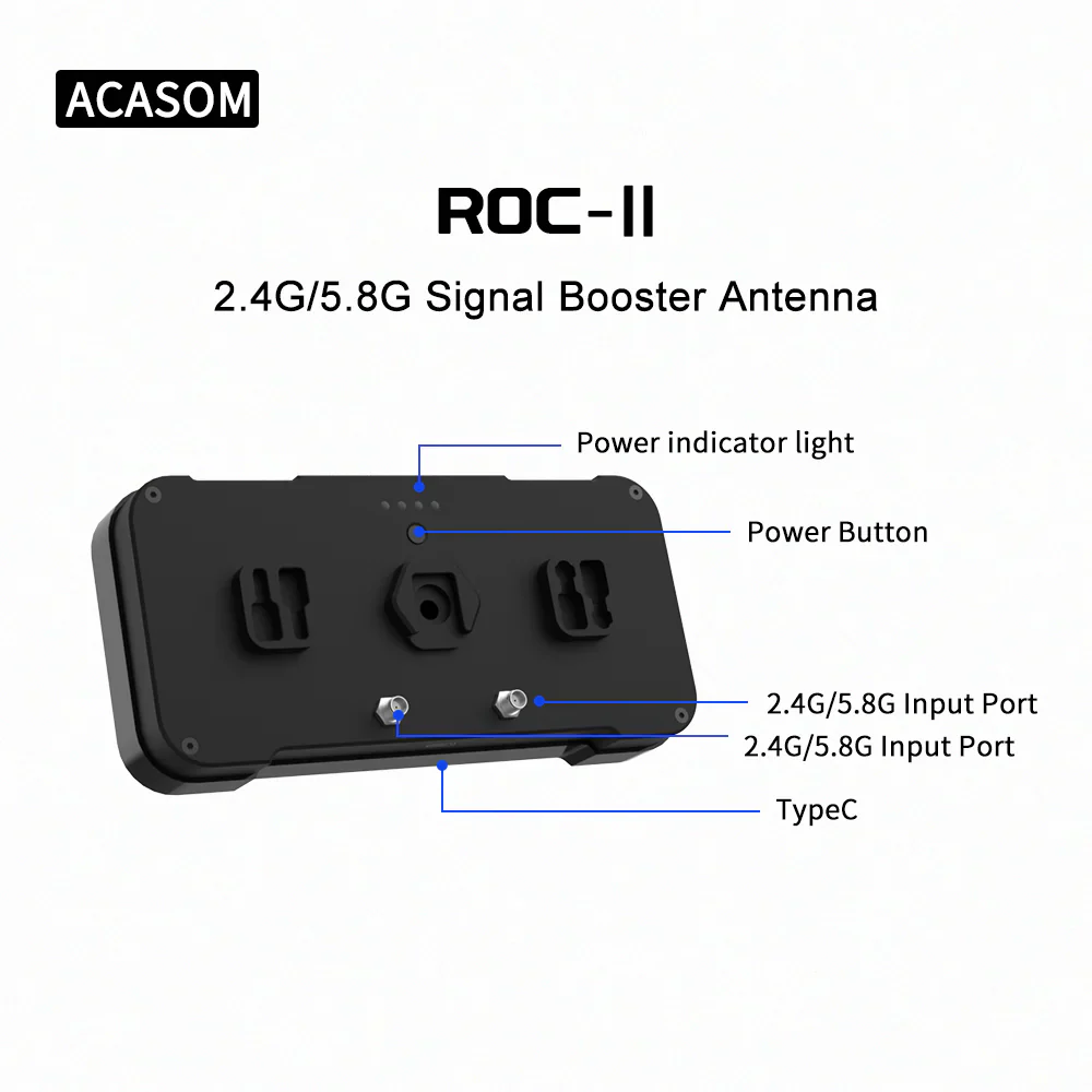 ACASOM ROC2 Drone WIFI 5W 2.4G/5.8G Dual-Band Signal Booster Antenna Range Extender