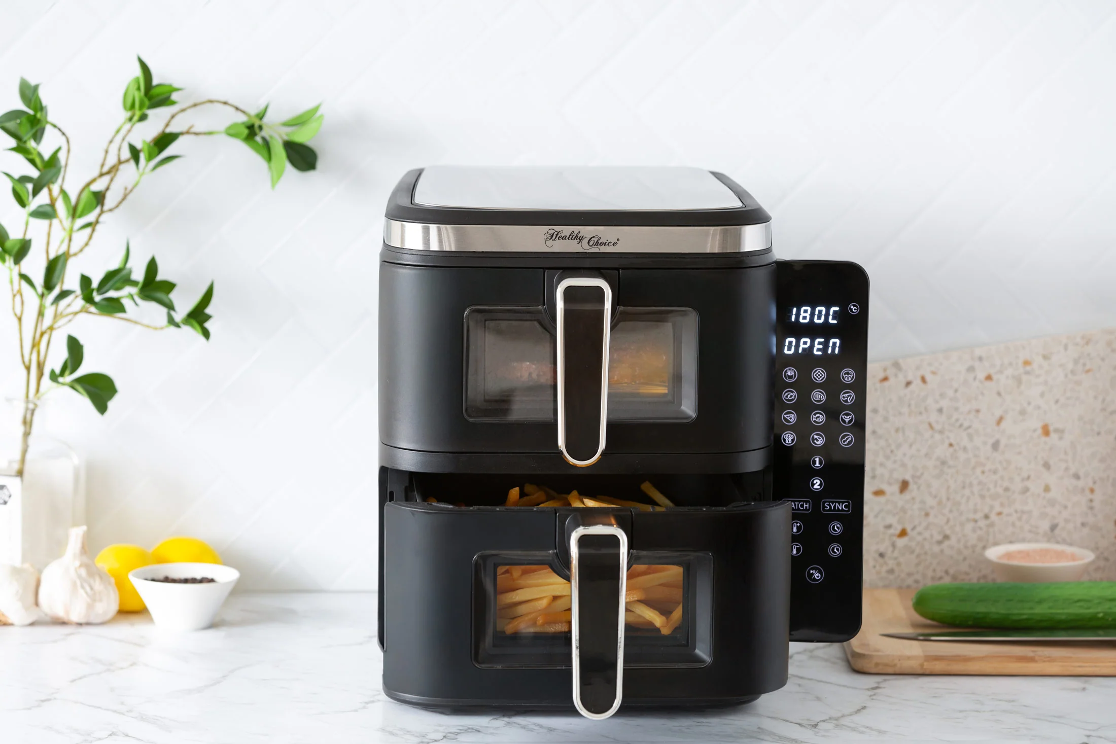 2400W 11L Dual Zone Vertical Air Fryer with Foldable Screen