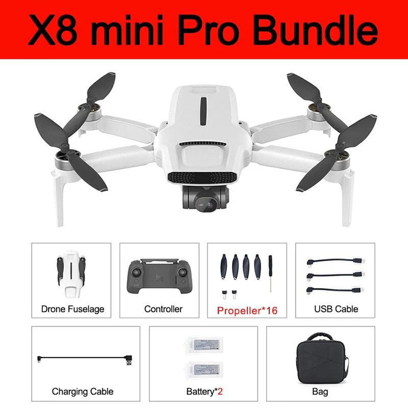 FIMI X8 mini Pro Camera Drone - 4K HD 3-Axis Gimbal 5G Wifi GPS Drone 8km Remote Control 30mins Flight 250G-Class Quadcopter