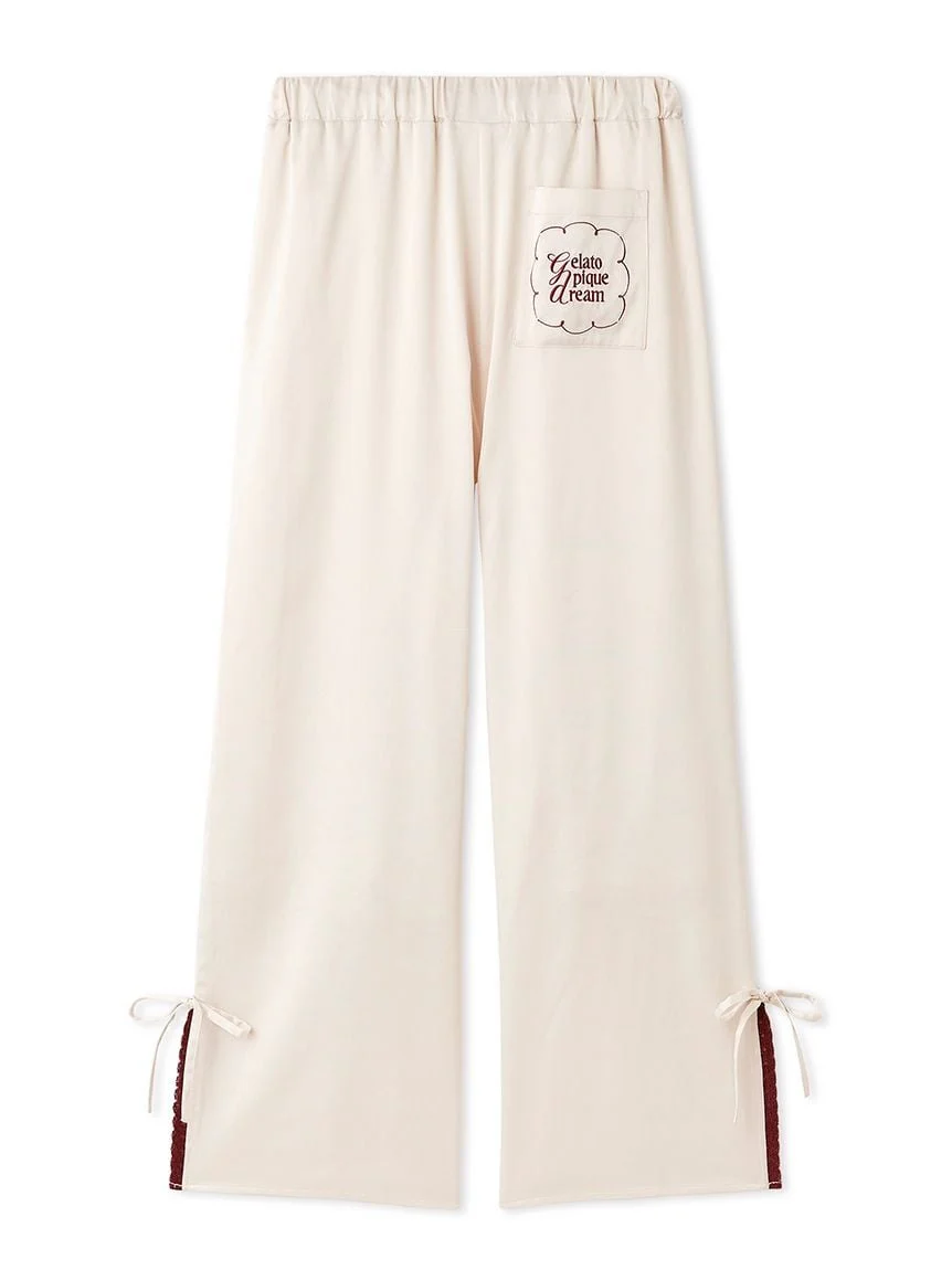 Satin Pants With Lace & Ribbon