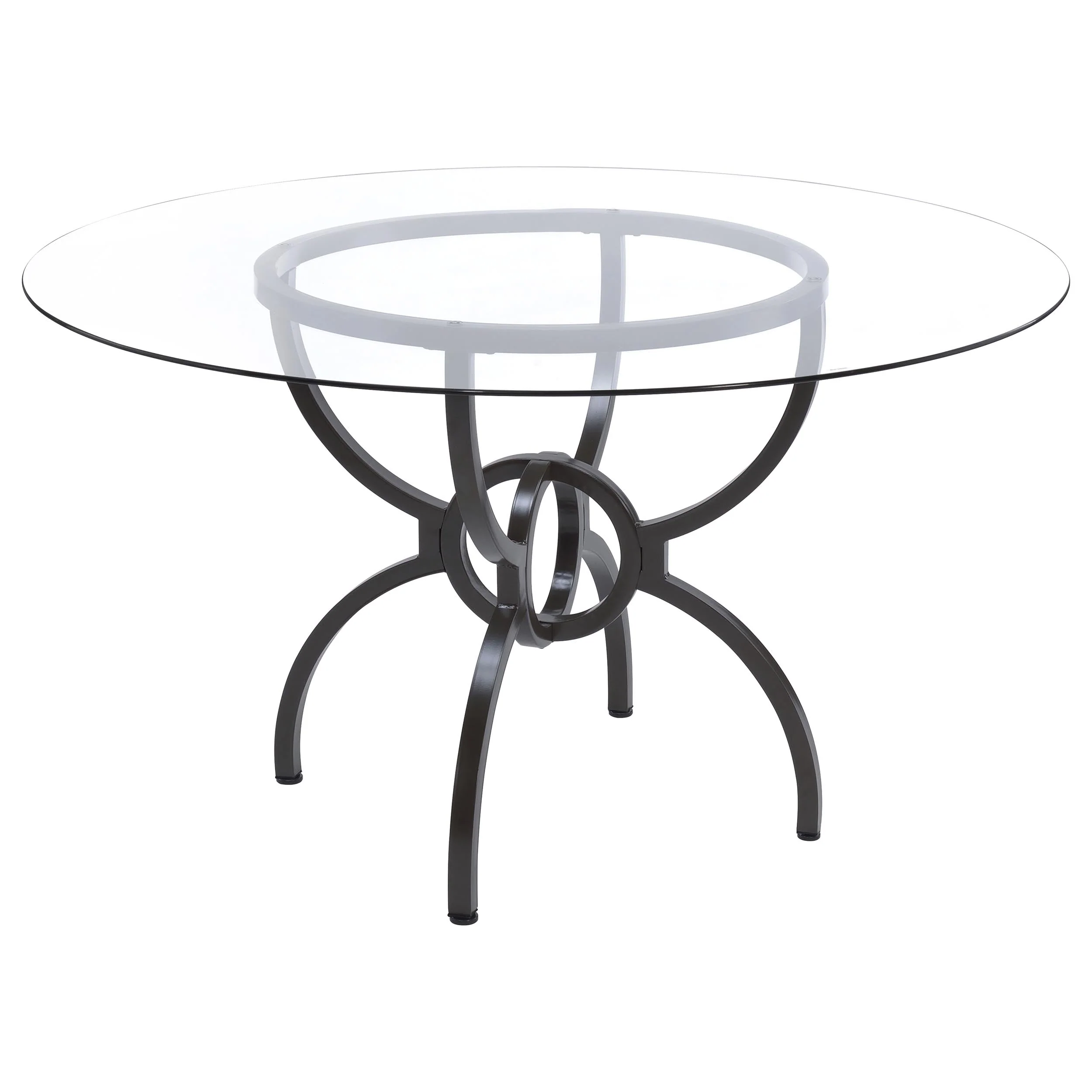 Aviano  Round Glass Top Dining Table Set Gunmetal