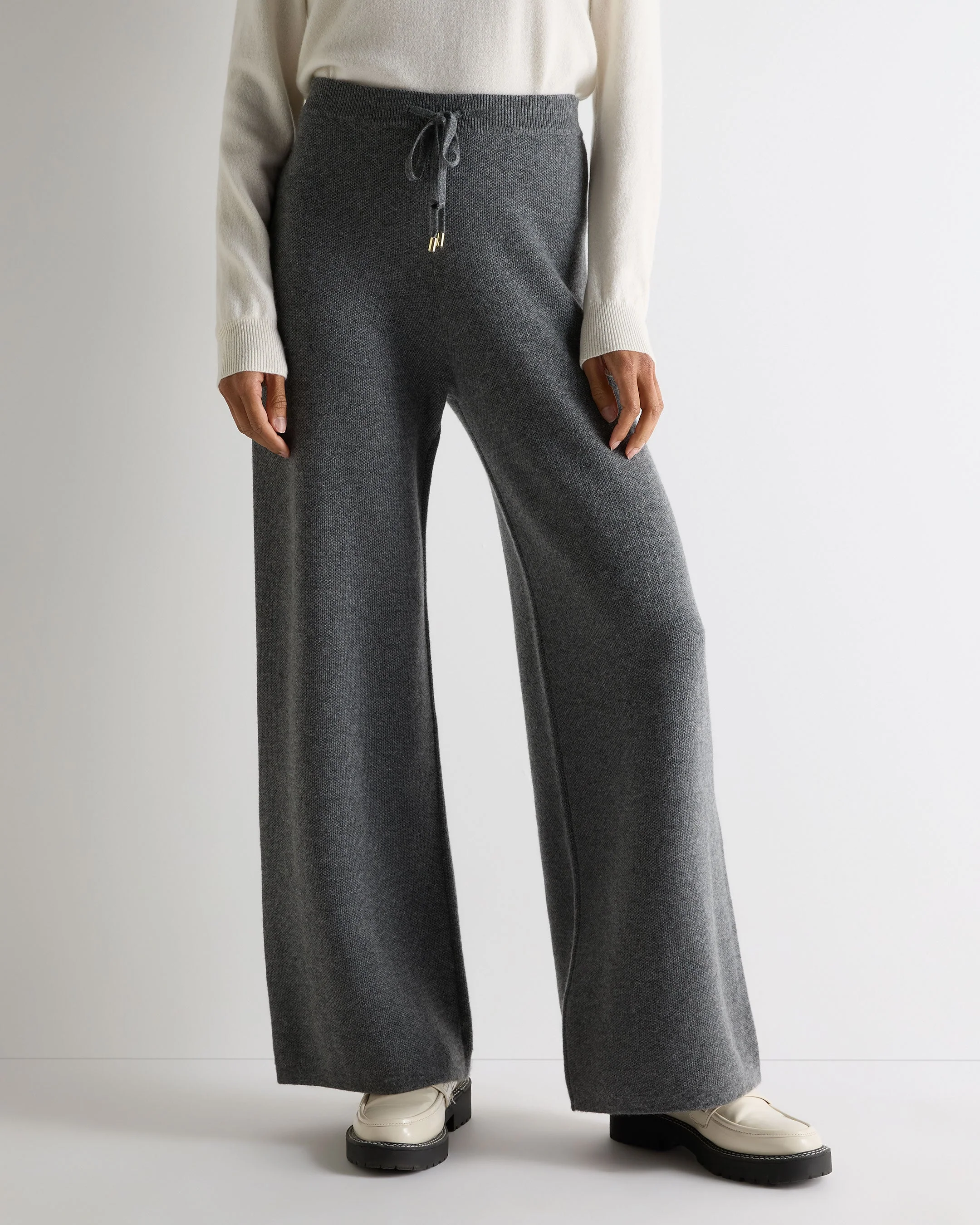 Women's Honeycomb Knit Cashmere Pant Elephant Grey