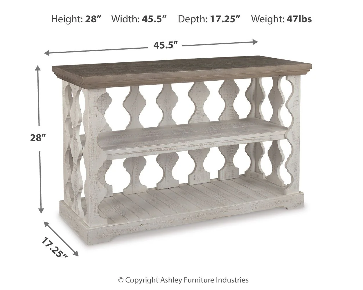 Havalance - Console Sofa Table - Gray / White