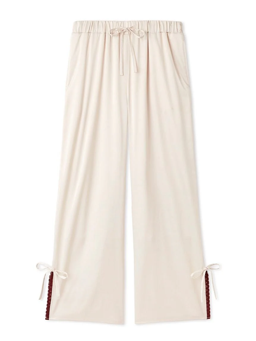 Satin Pants With Lace & Ribbon