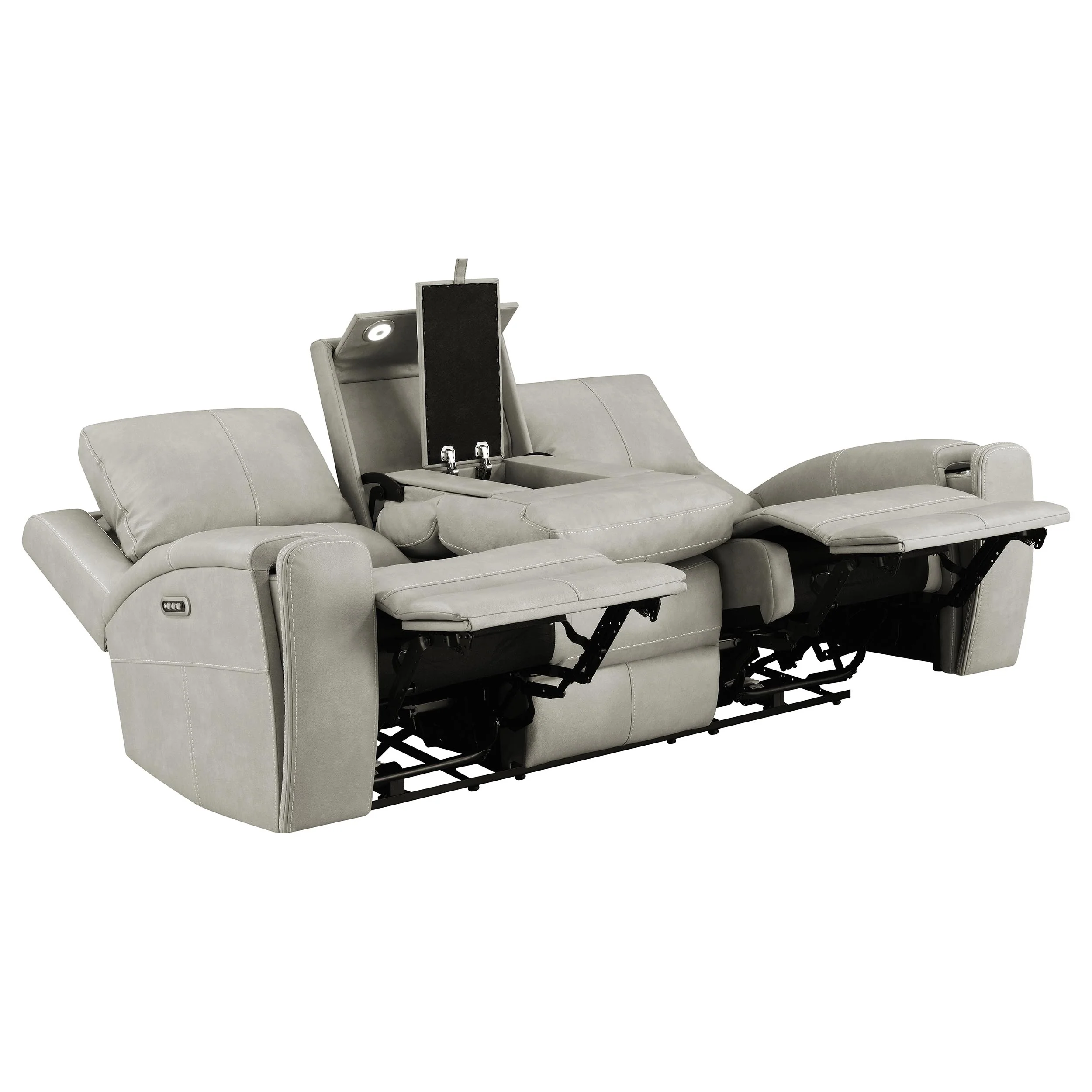 Brickston Triple Power Reclining Sofa Set Grey