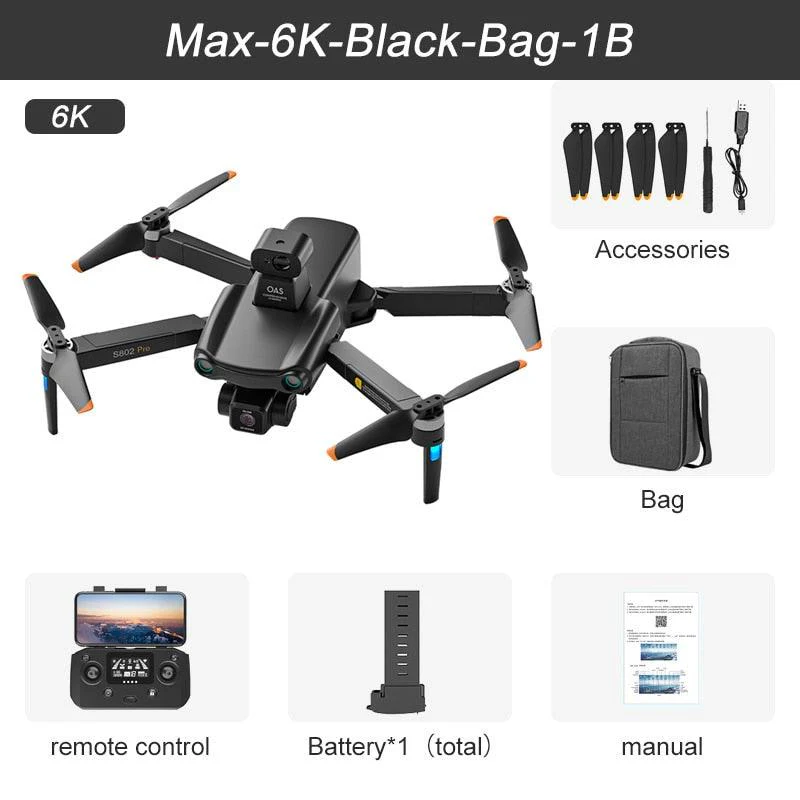 2024 New S802 GPS Drone - 8K HD Professional 3-Axis EIS Gimbal Camera 360° Obstacle Avoidance Brushless Motor Foldable Quadcopter Professional Camera Drone