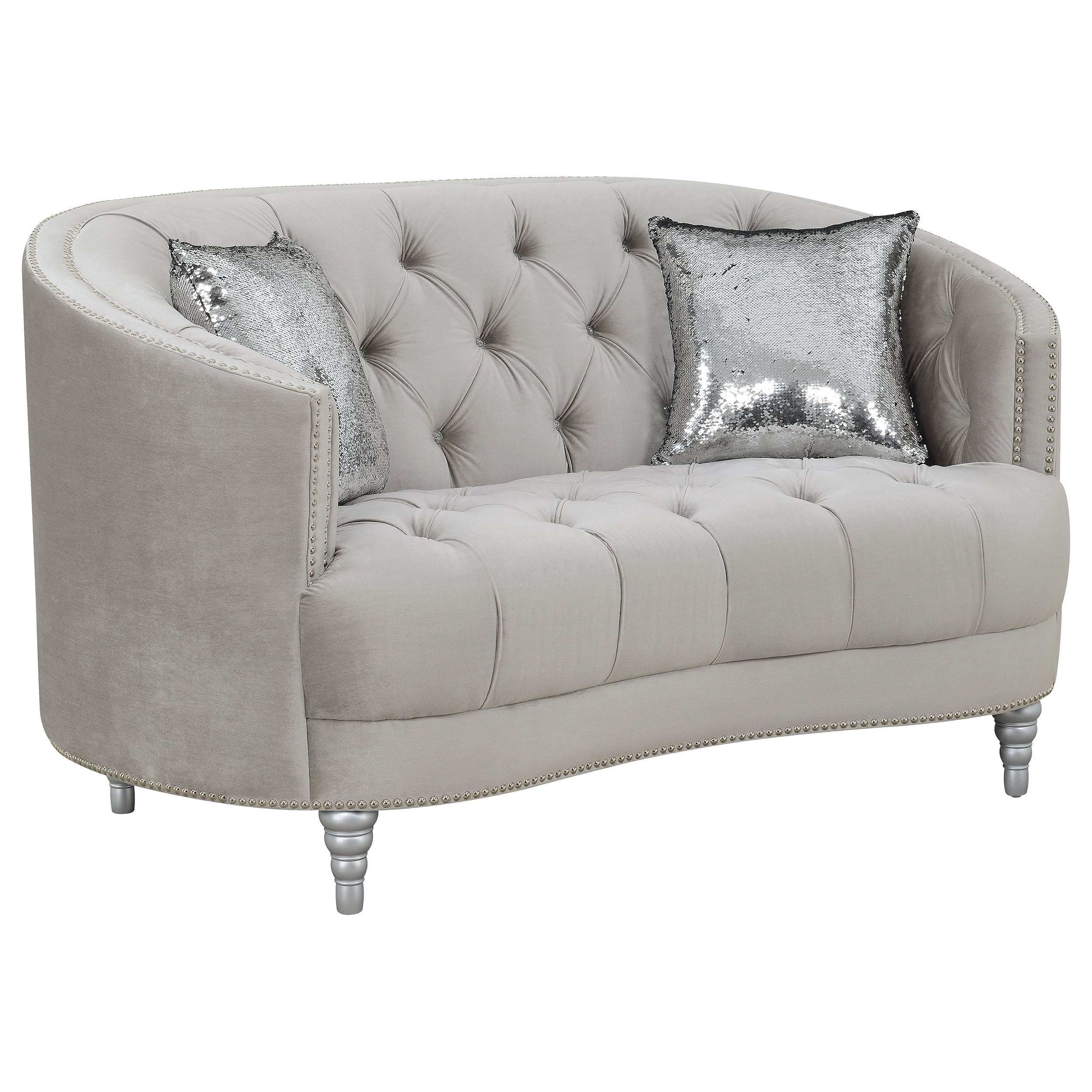 Avonlea  Upholstered Sloped Arm Sofa Set Grey Fabric