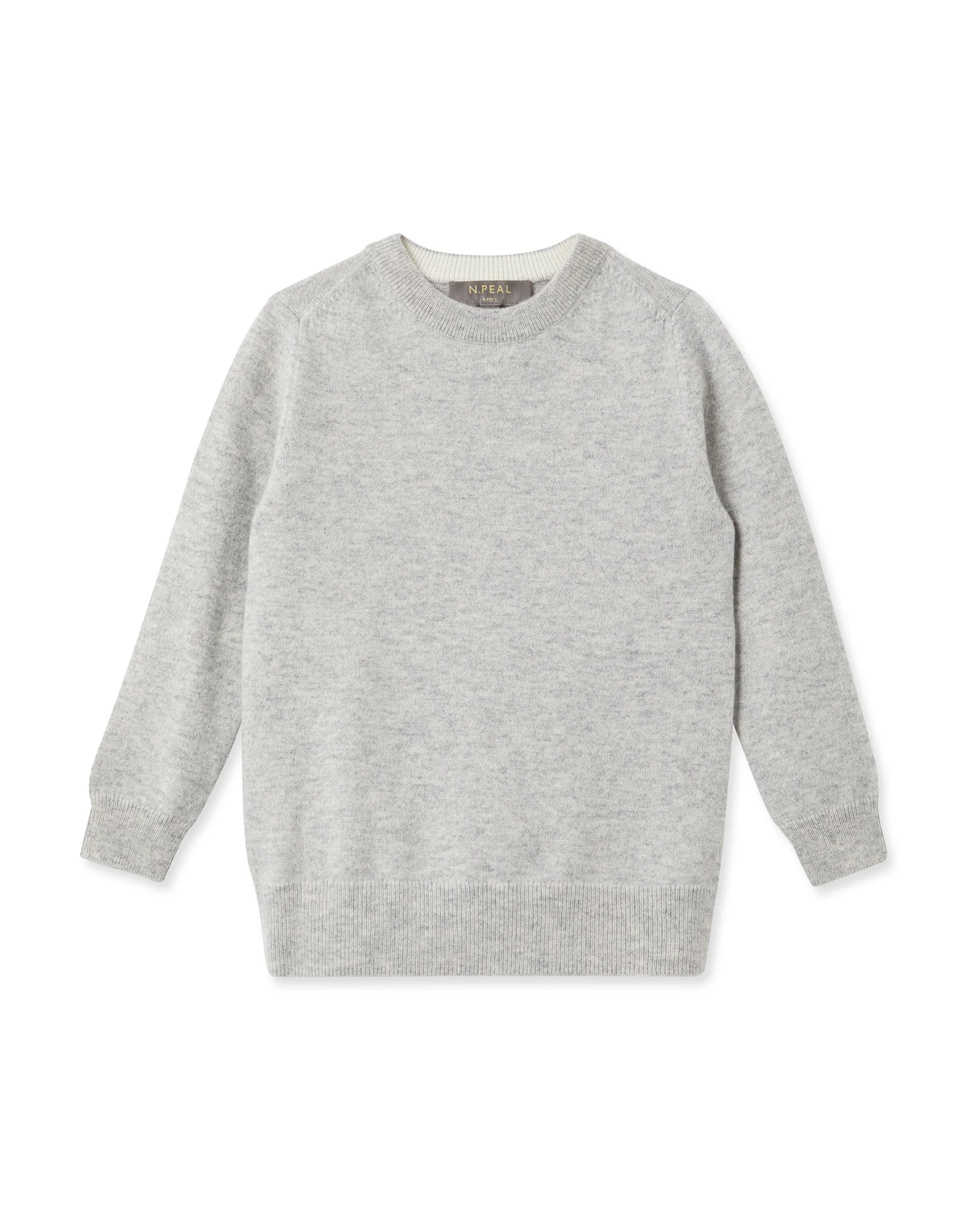 Boys Round Neck Cashmere Sweater Fumo Grey