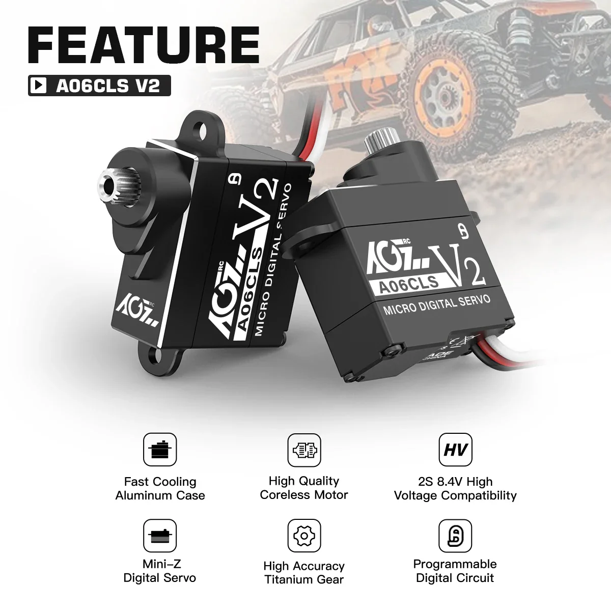 AGFRC A06CLS V2 Black Aluminum Case - 6g Titanium Gear 3KG Micro Digital Coreless Servo For Mini Z Car GLR GLA MRZ Airplane RC F3P