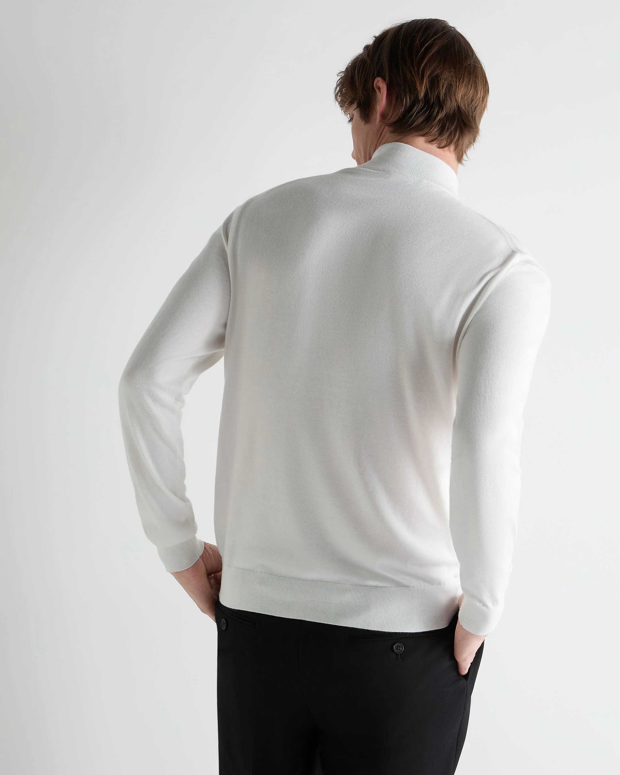 Men's Cotton Mock Neck Top White