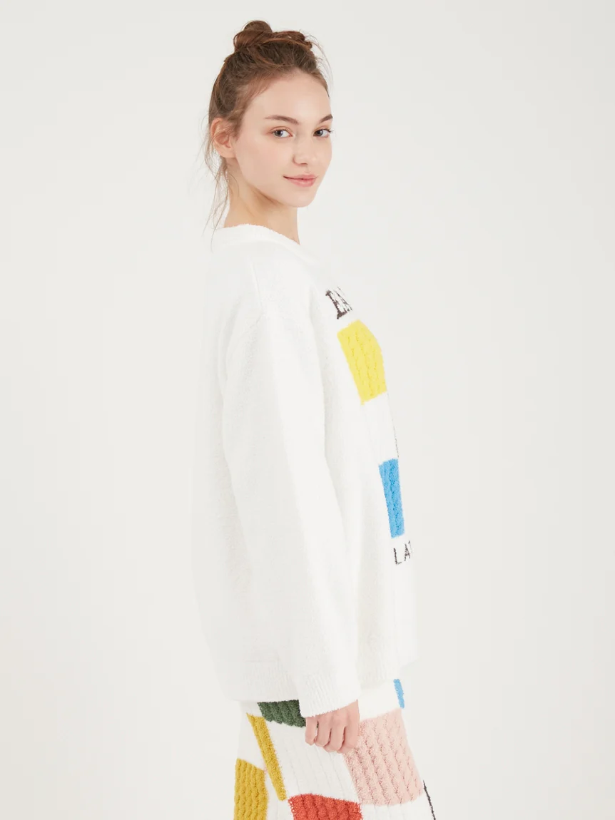EAMES Air Moco Check-Logo Long Sleeve Pullover Sweater