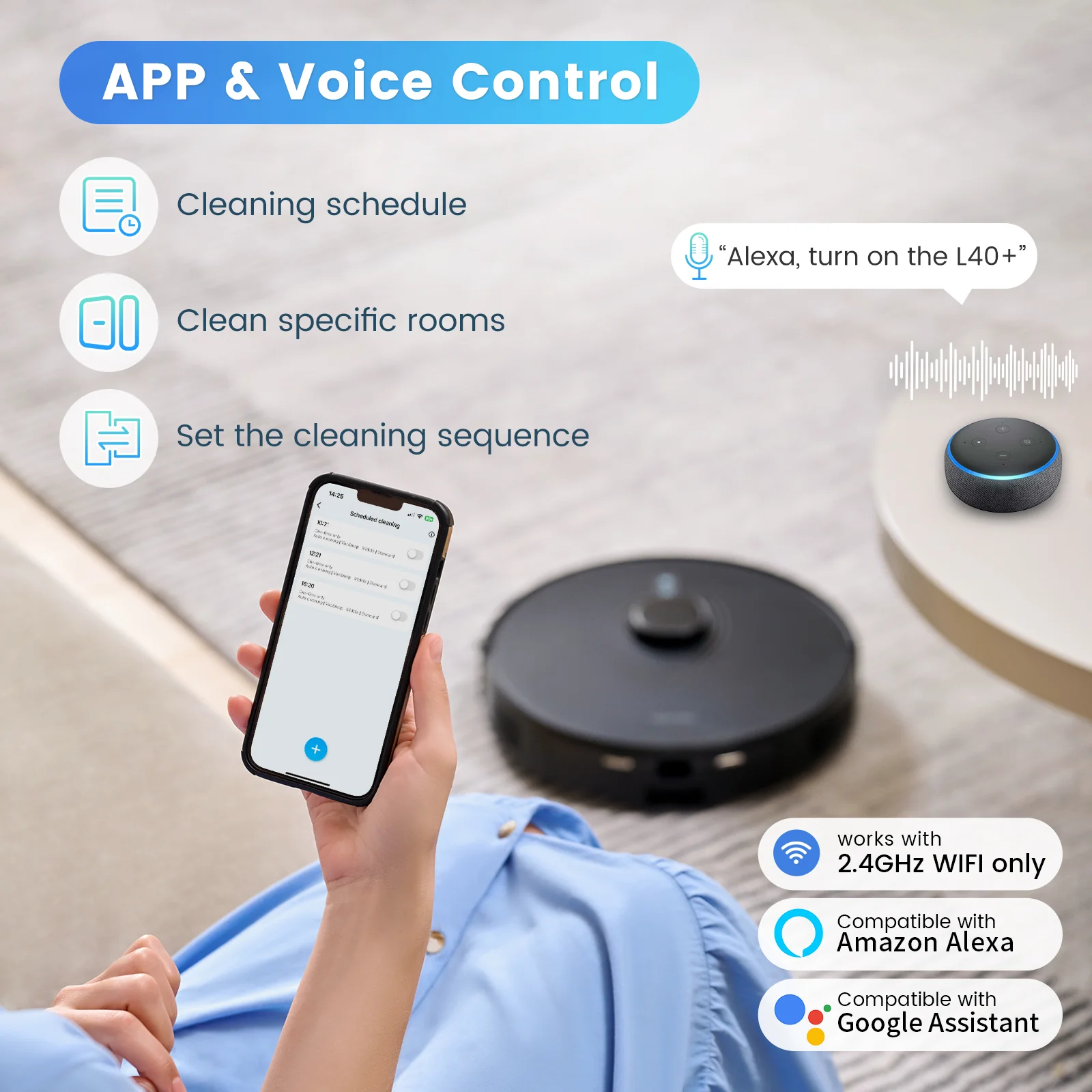 AIRROBO Robot Vacuum and Mop Combo L40 with 60 Days Self-Empty Station Voice Control Home Mapping