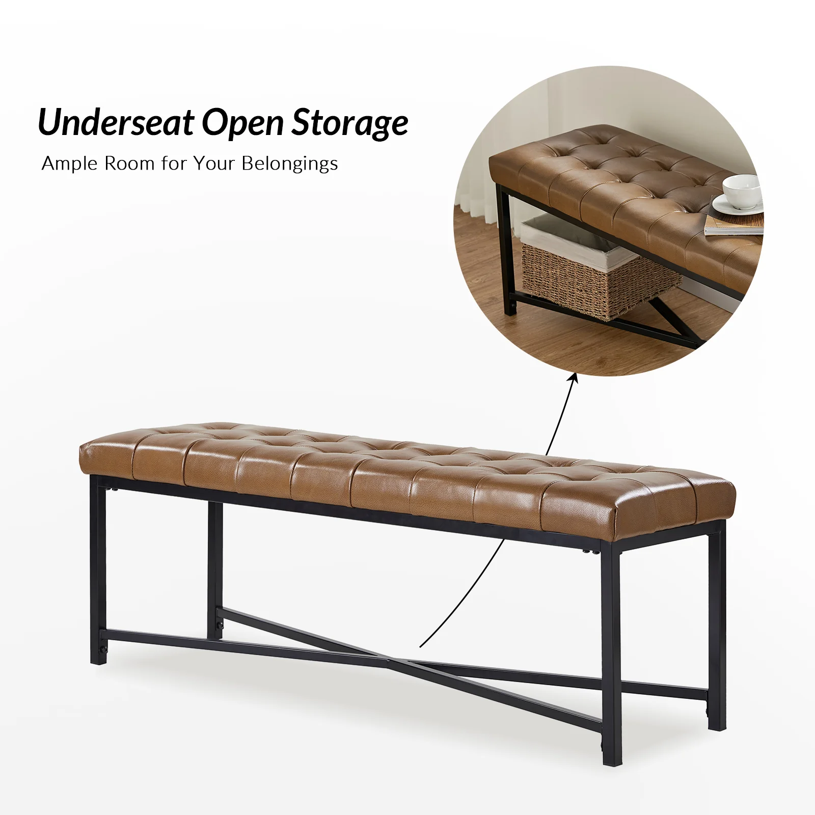 Arnold Upholstered Flip Top Storage Bench in Camel