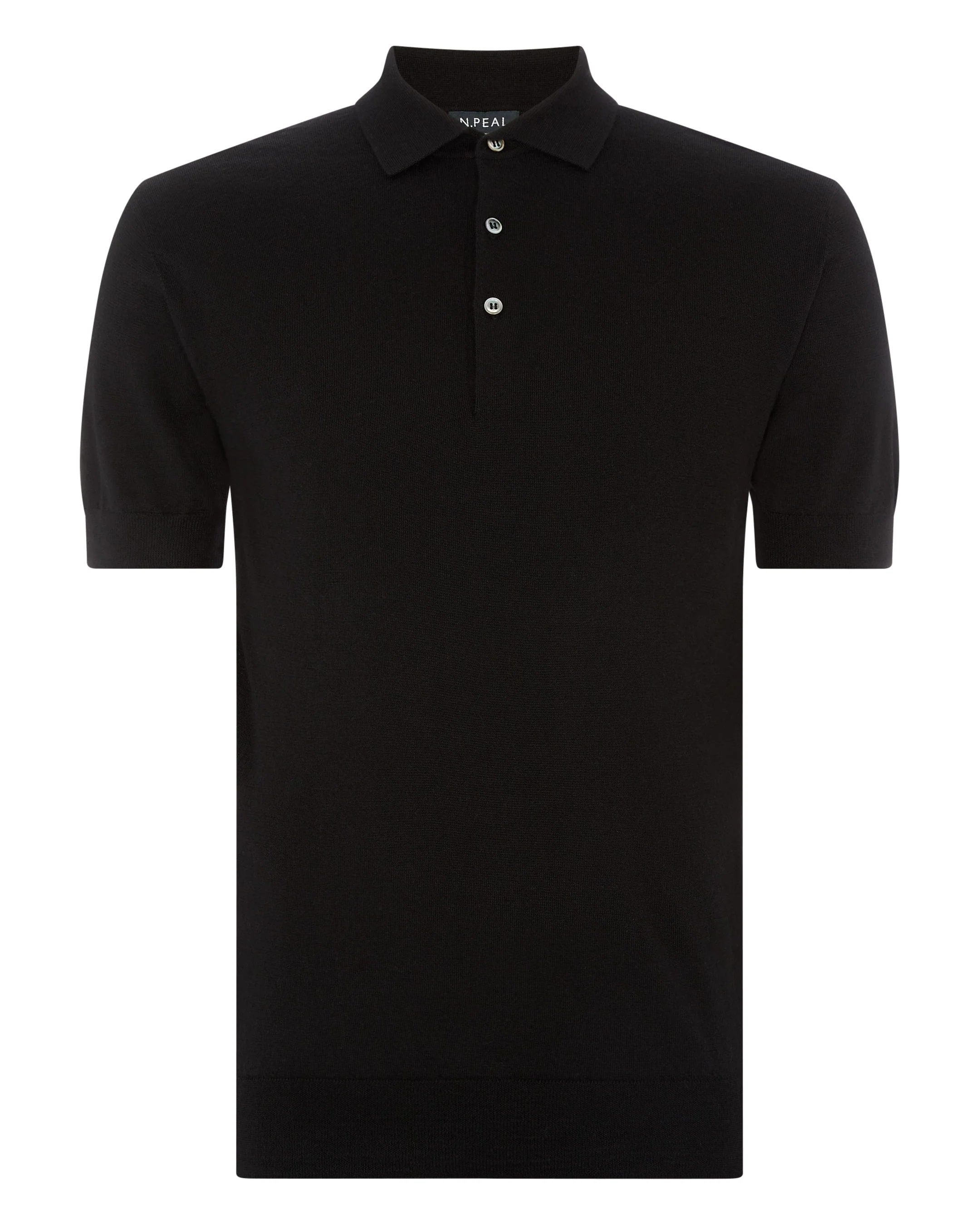 007 Fine Gauge Cashmere Polo T-Shirt Black