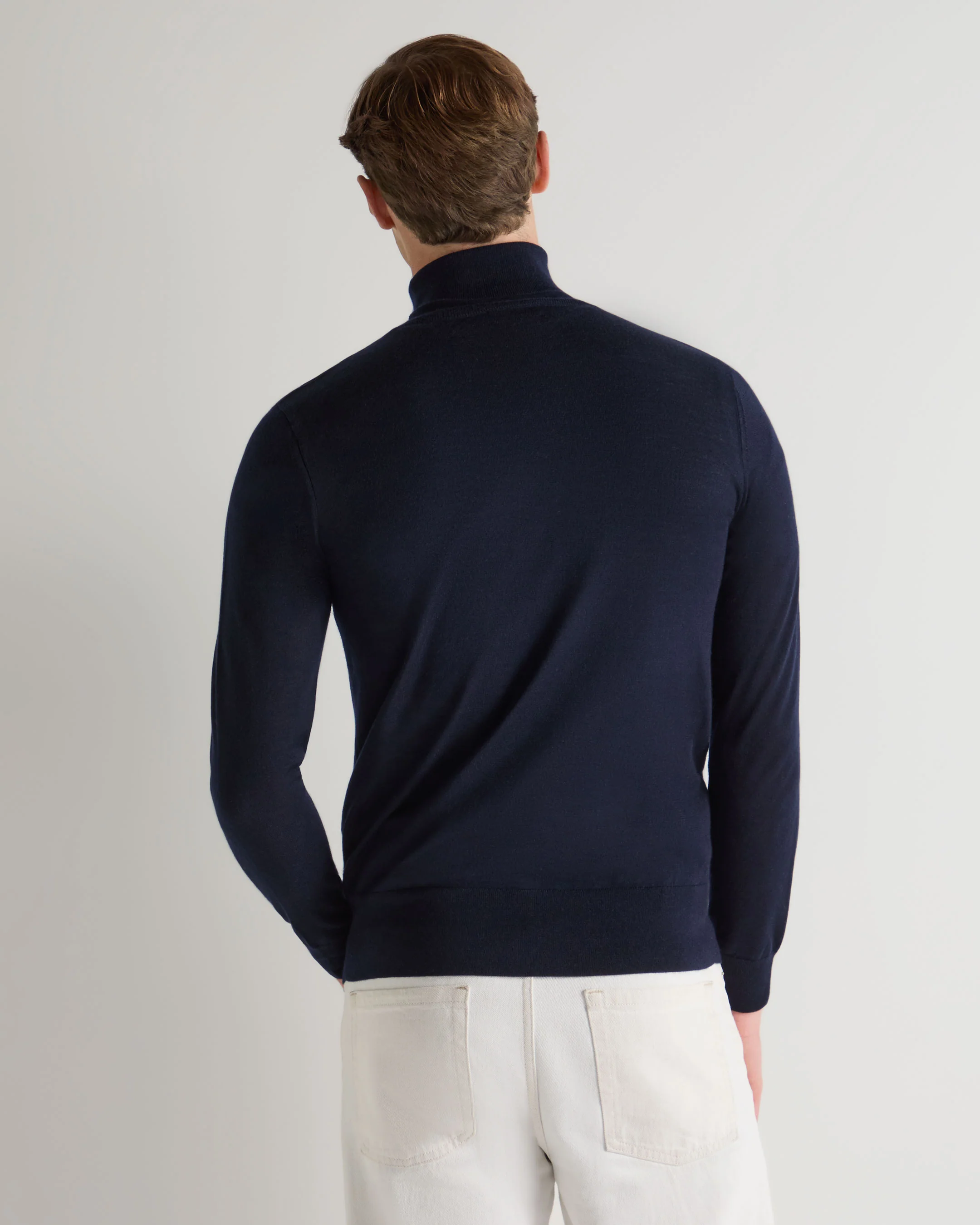 Men's Pimlico Fine Gauge Cashmere Turtle Neck Sweater Navy Blue