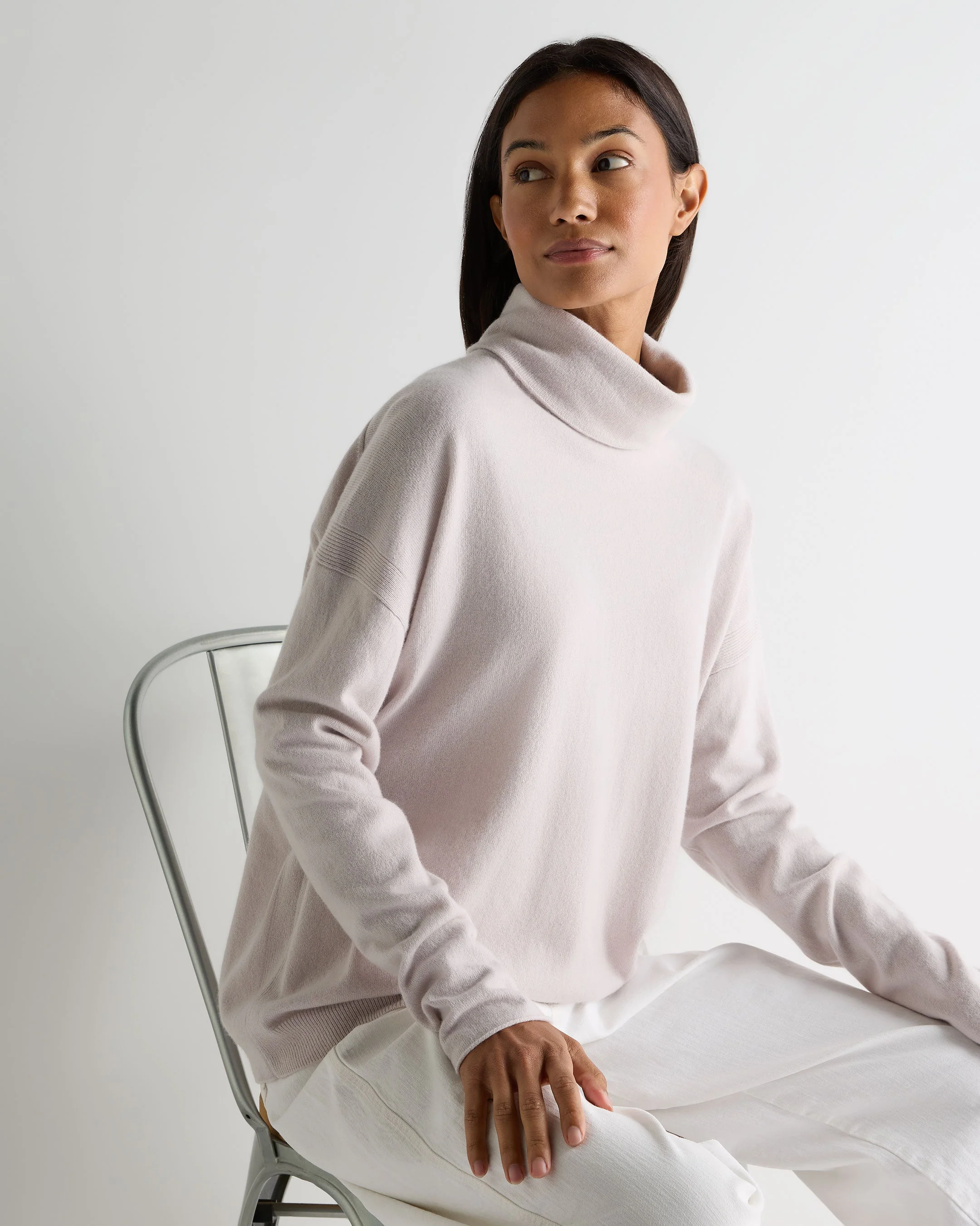 Women's Victoria Turtle Neck Cashmere Sweater Snow Grey