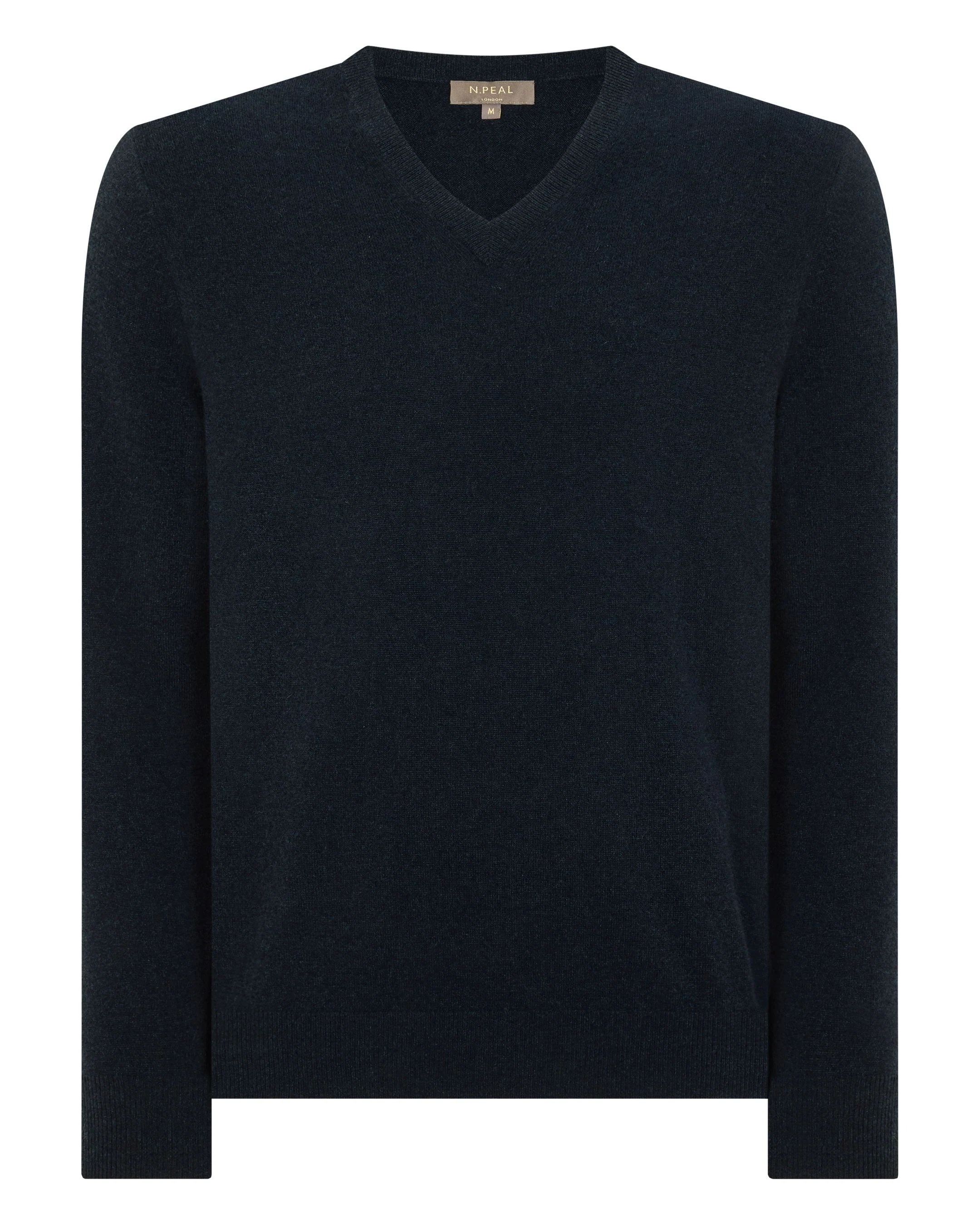 Men's Burlington V Neck Cashmere Jumper Indigo Blue