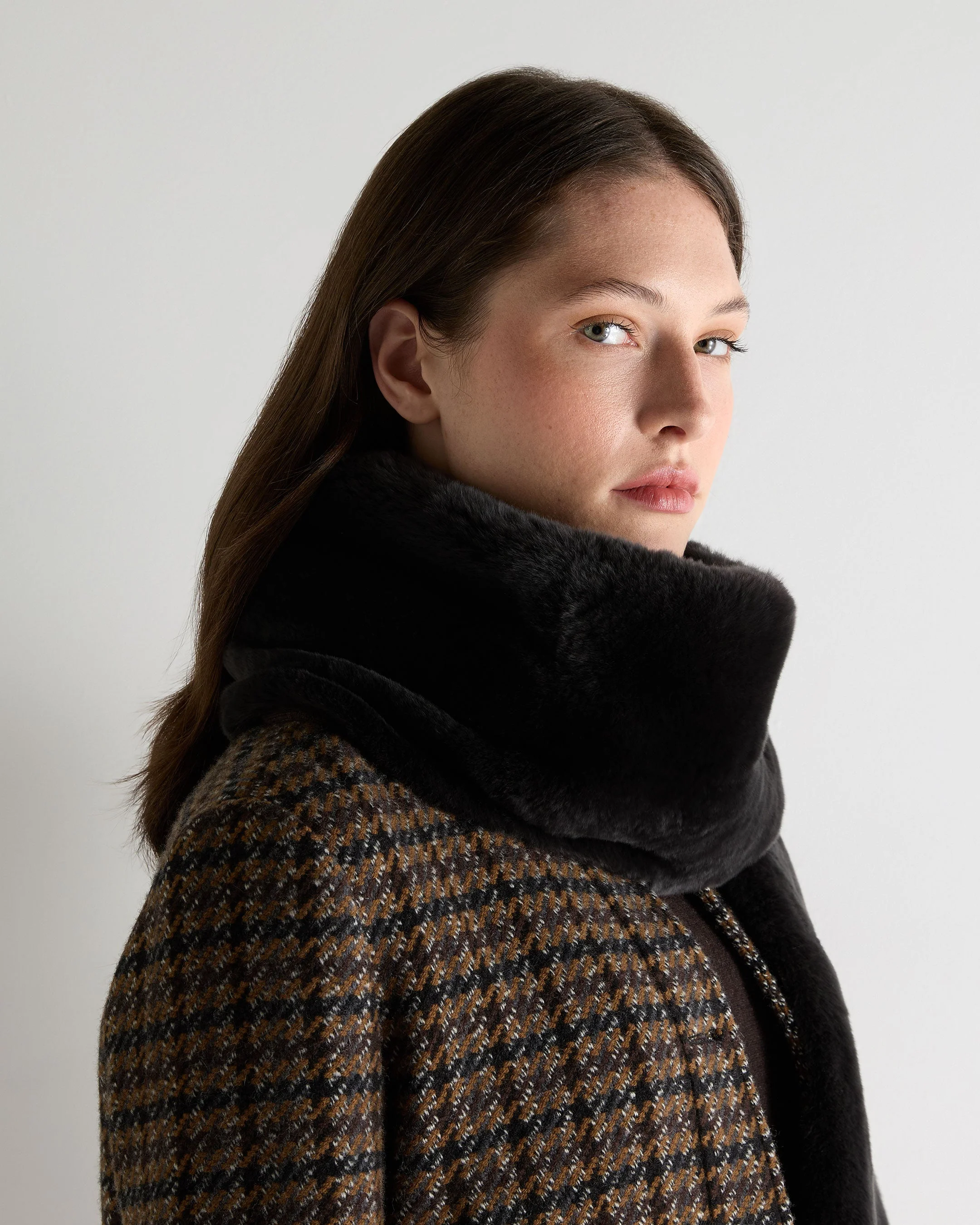 Unisex Long Fur Scarf Chocolate Brown