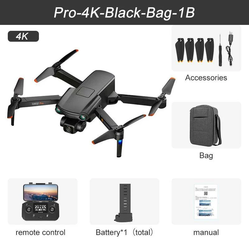 2024 New S802 GPS Drone - 8K HD Professional 3-Axis EIS Gimbal Camera 360° Obstacle Avoidance Brushless Motor Foldable Quadcopter Professional Camera Drone