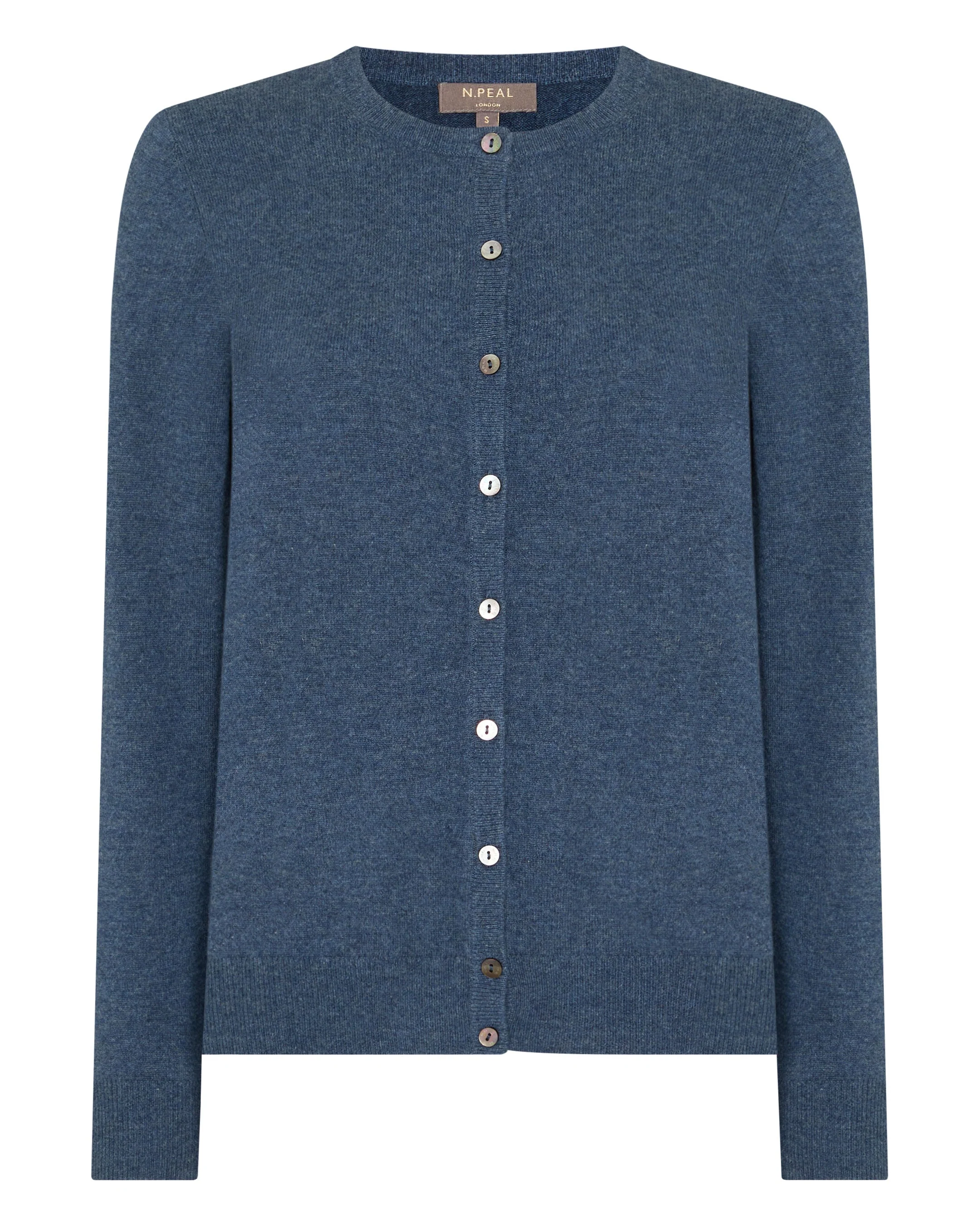 Women's Olivia Round Neck Cashmere Cardigan Light Denim Blue