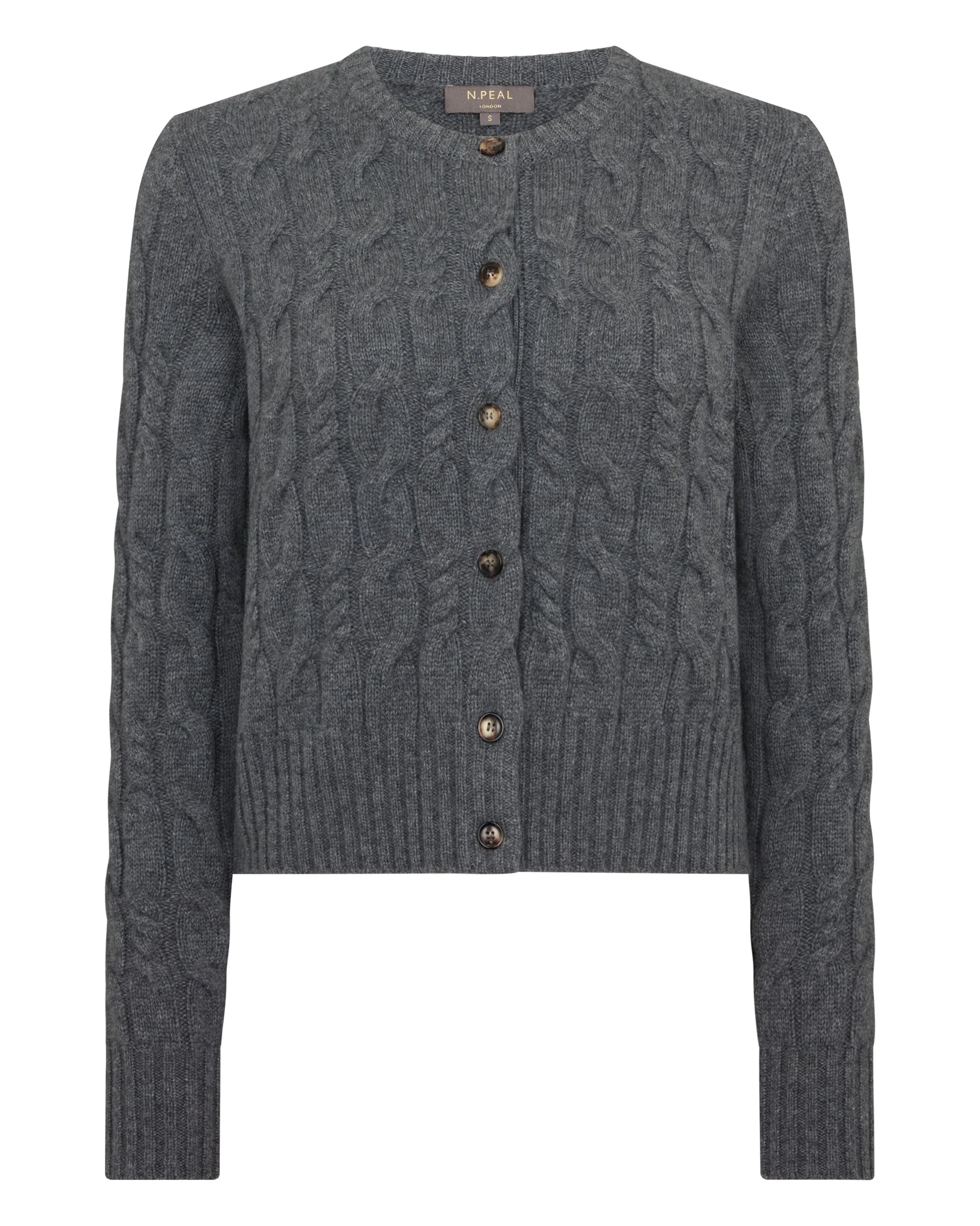 Women's Cable Cashmere Cardigan Elephant Grey