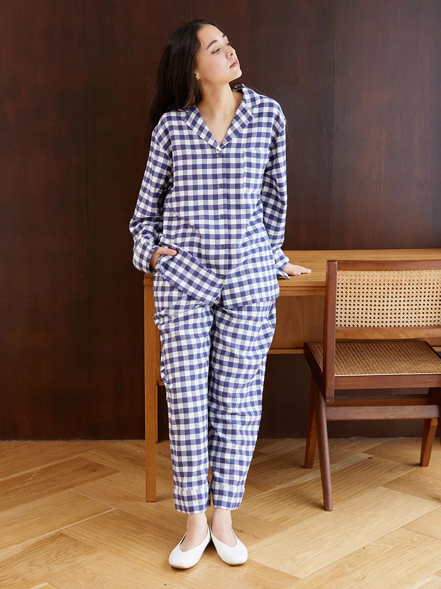 Checkered Long Sleeve Sleep Shirt Sleepwear