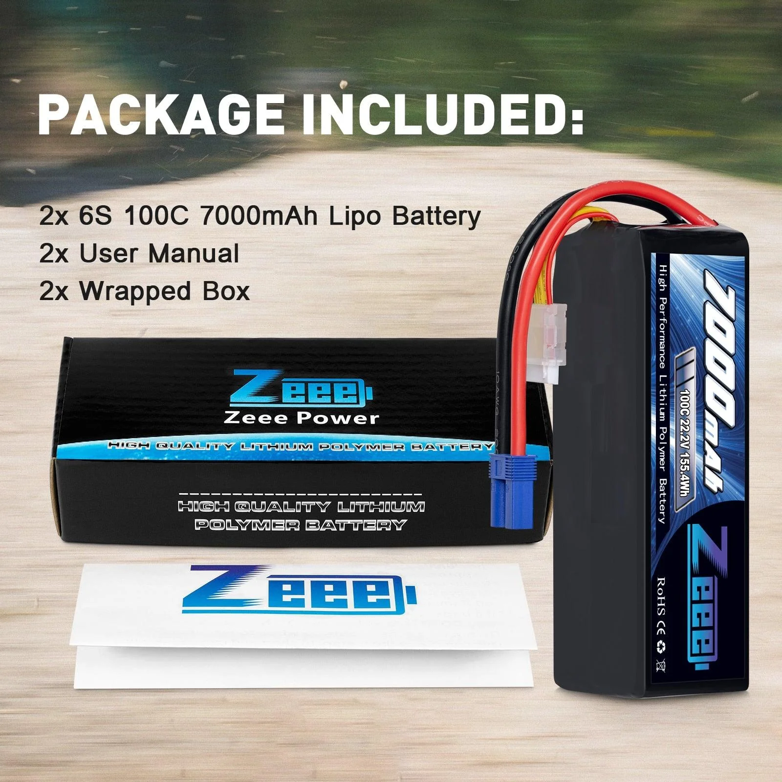 2Units Zeee Lipo Battery 4S 7000mAh 6S 14.8V 22.2V 100C Softcase with EC5 Plug for RC Car Truck Tank  Racer Hobby RC Battery