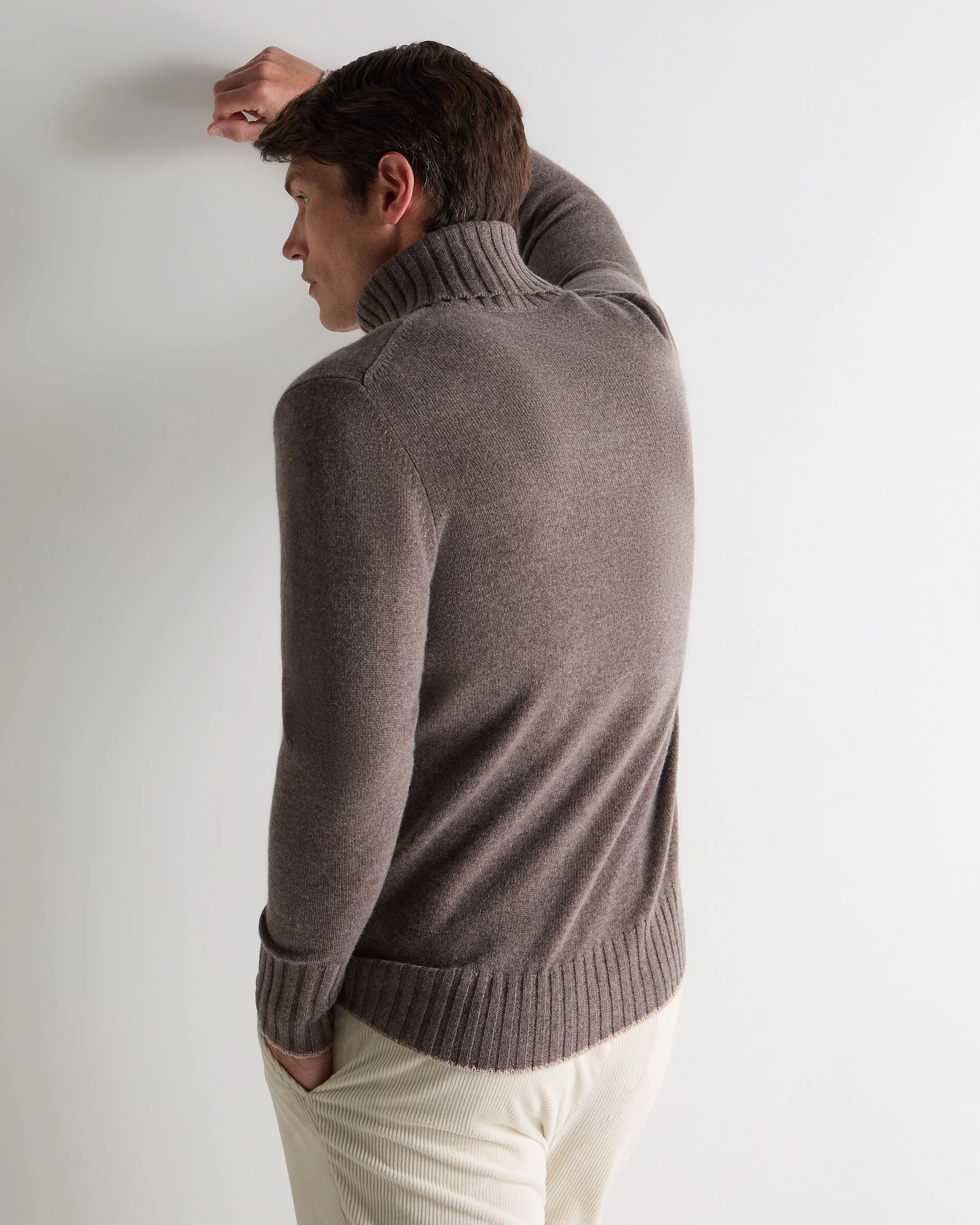 Men's Brompton Turtle Neck Cashmere Sweater Otter Brown