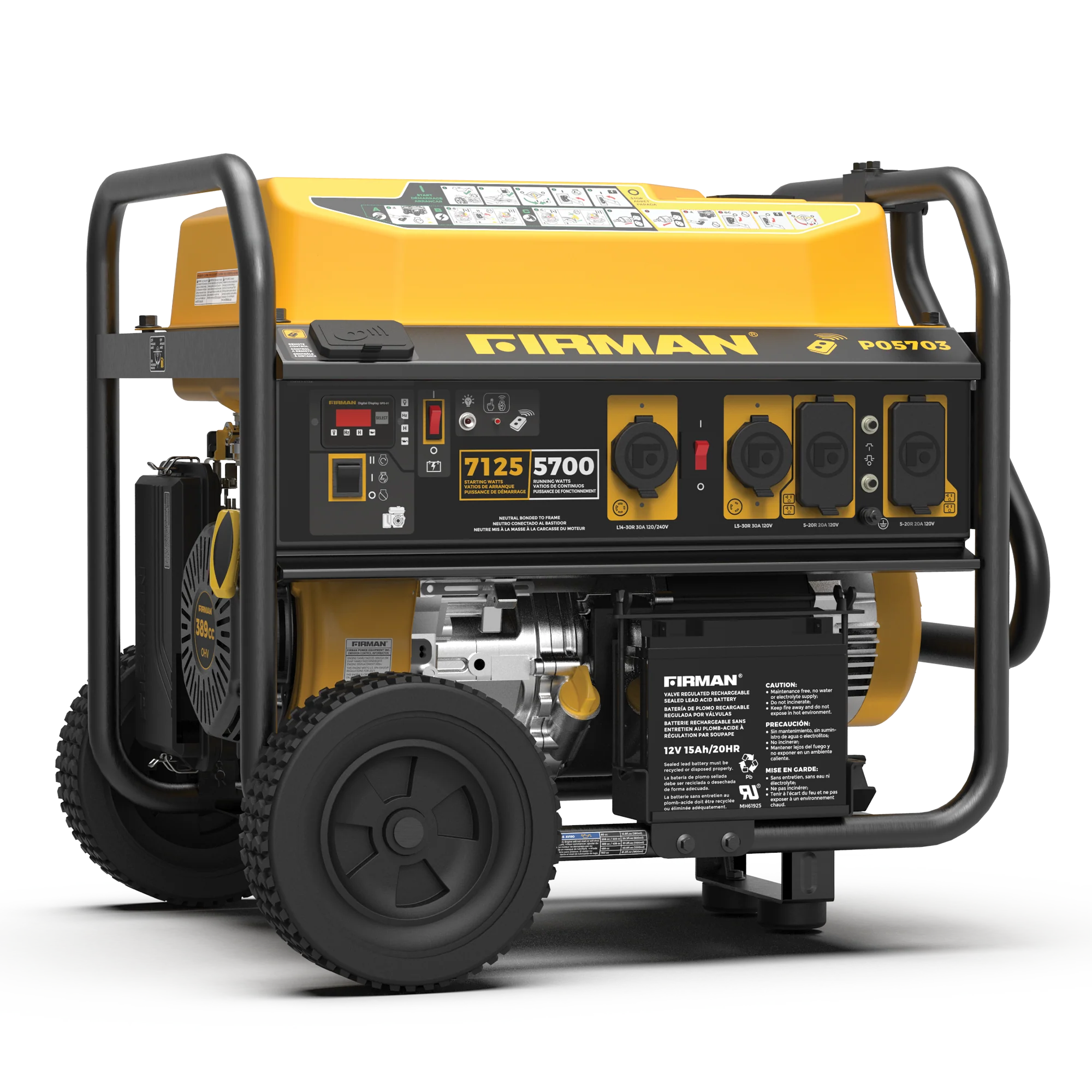 Gas Portable Generator 7125W Remote Start 120/240V