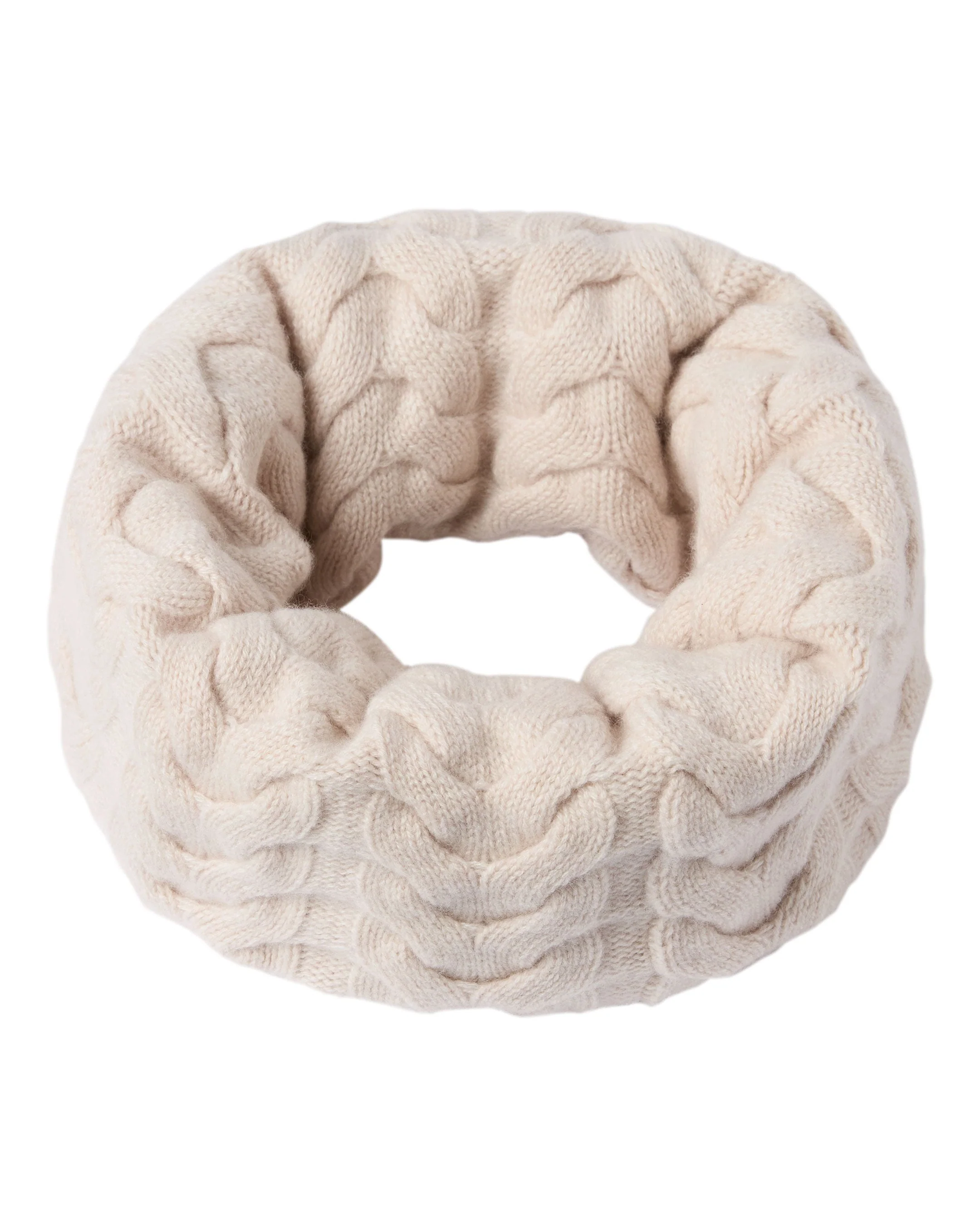 Unisex Cable Cashmere Snood Ecru White