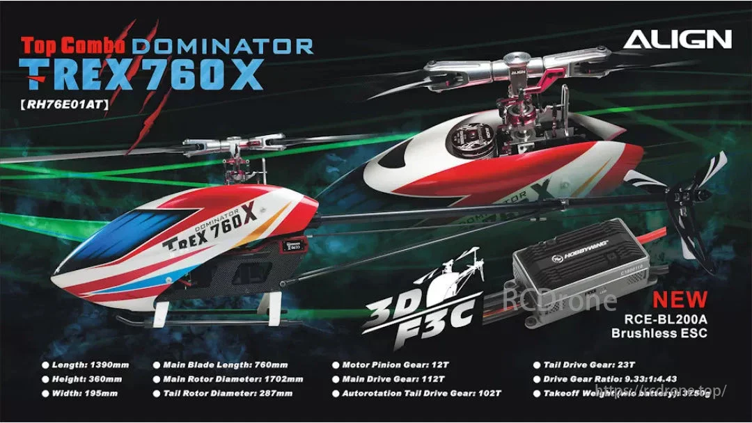Align T-REX 760X Top Combo RC Helicopter
