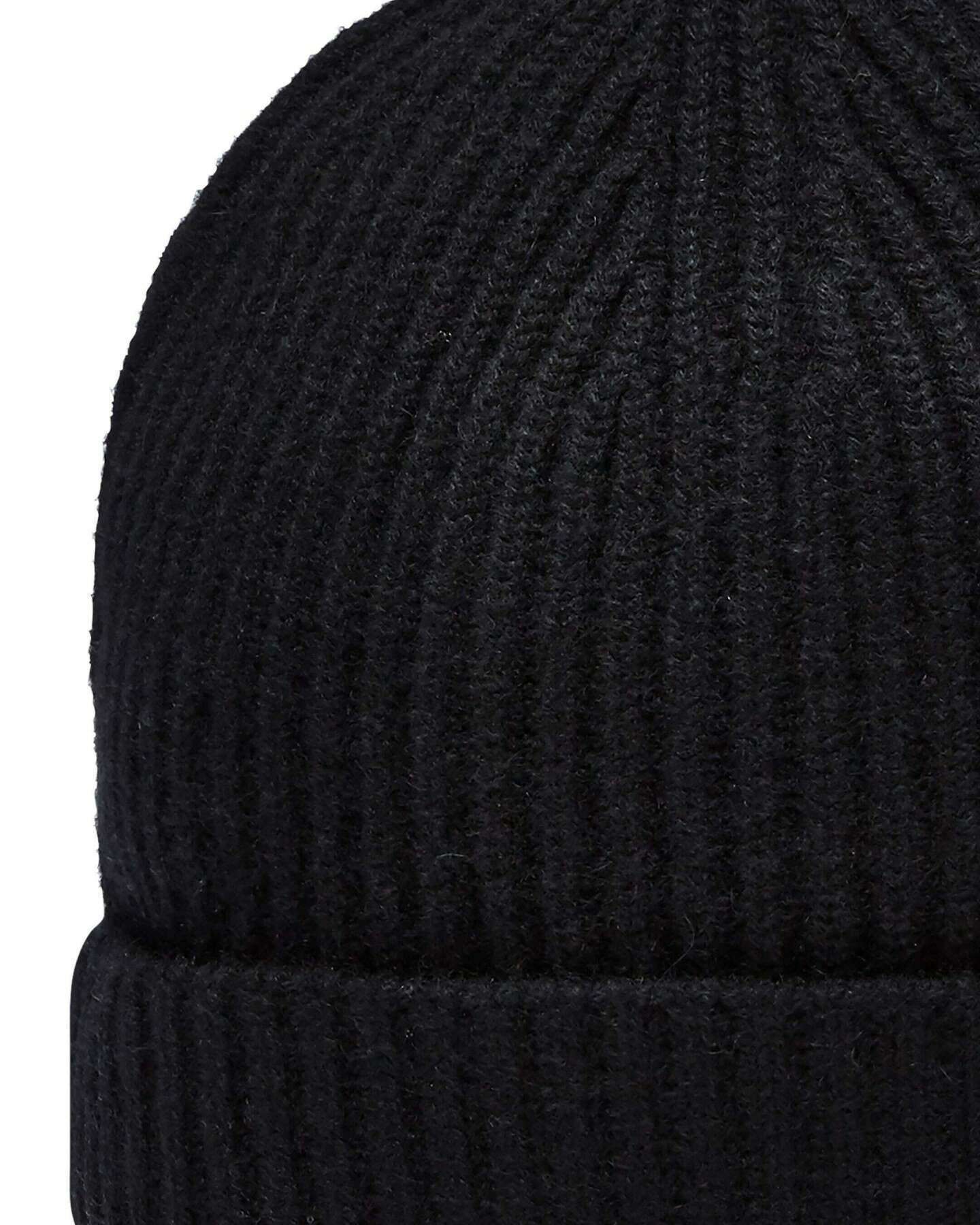 Unisex Ribbed Cashmere Hat Black