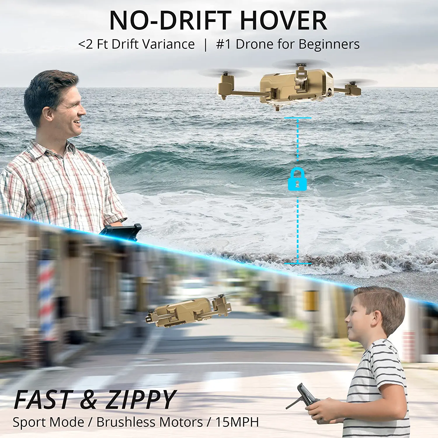 EXO Scout Drone - with Camera for Adults or Kids. Drone Kit with 2 Batteries, Free Carry Case. HD 1080p Video, 3 Speeds, Auto Take-Off/Land, Intelligent AI Modes Professional Camera Drone