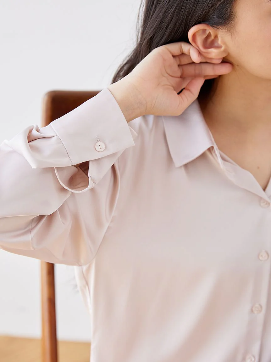 Long Sleeve Satin Sleepwear Blouse